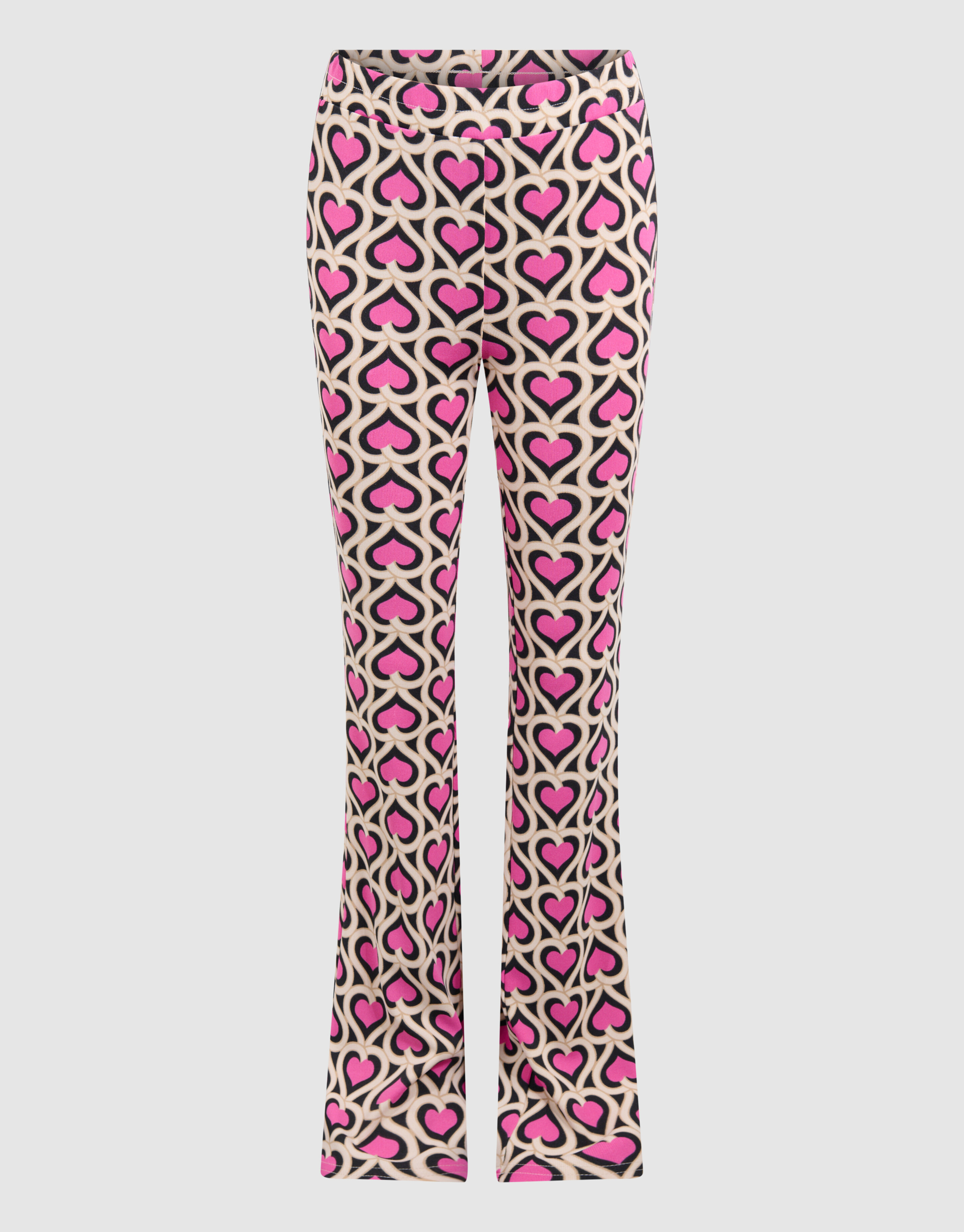 Heart Printed Rib Flared Legging Roze SHOEBY GIRLS