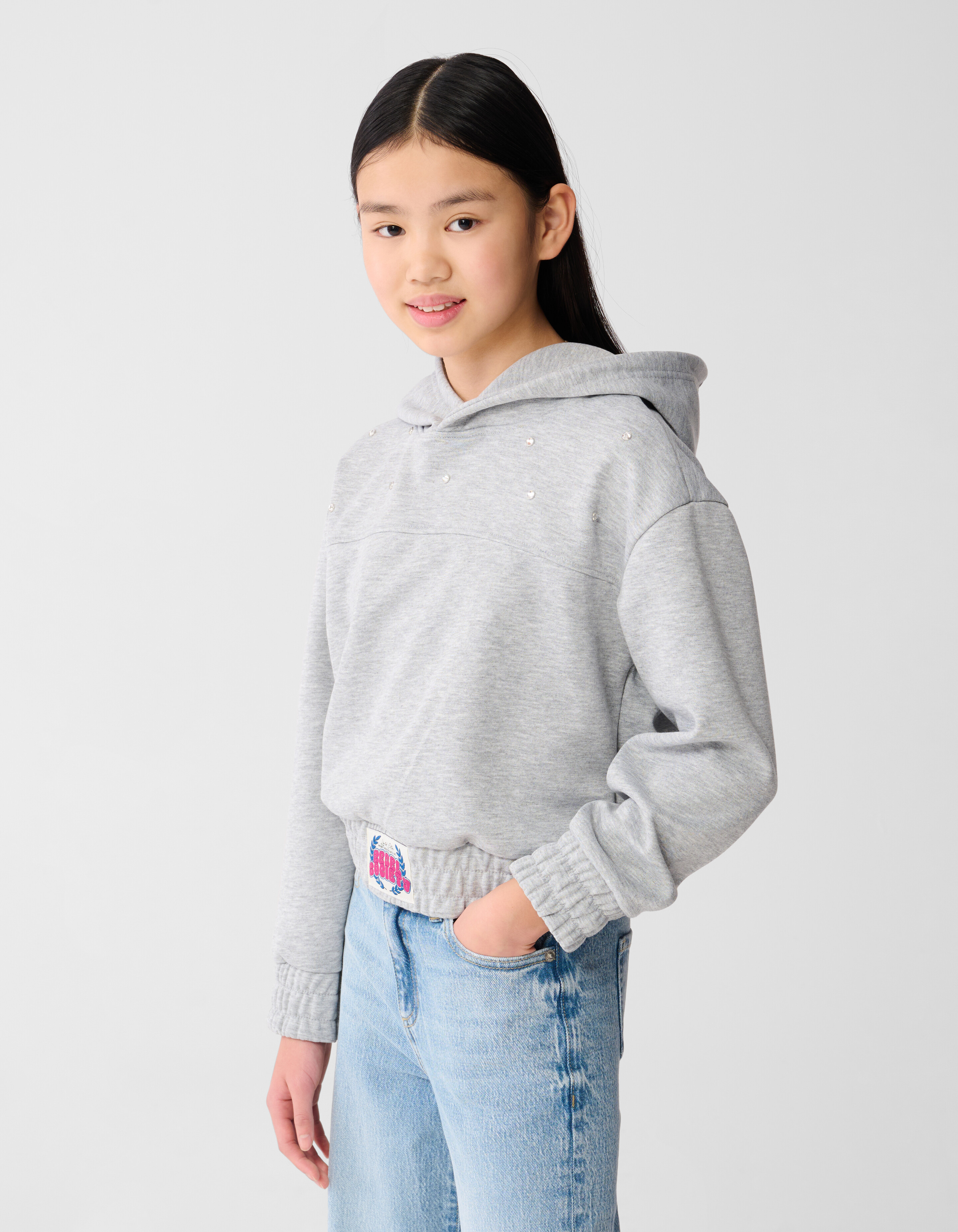Strass Hoodie Lichtgrijs SHOEBY GIRLS