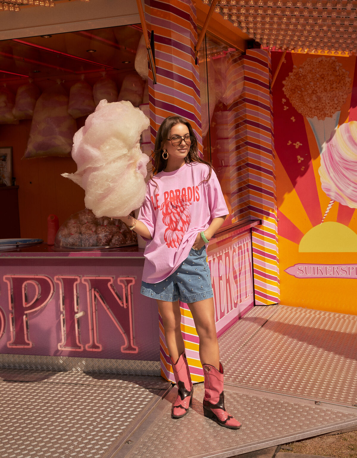 Oversized Artwork T-shirt Roze By Lizzy SHOEBY WOMEN