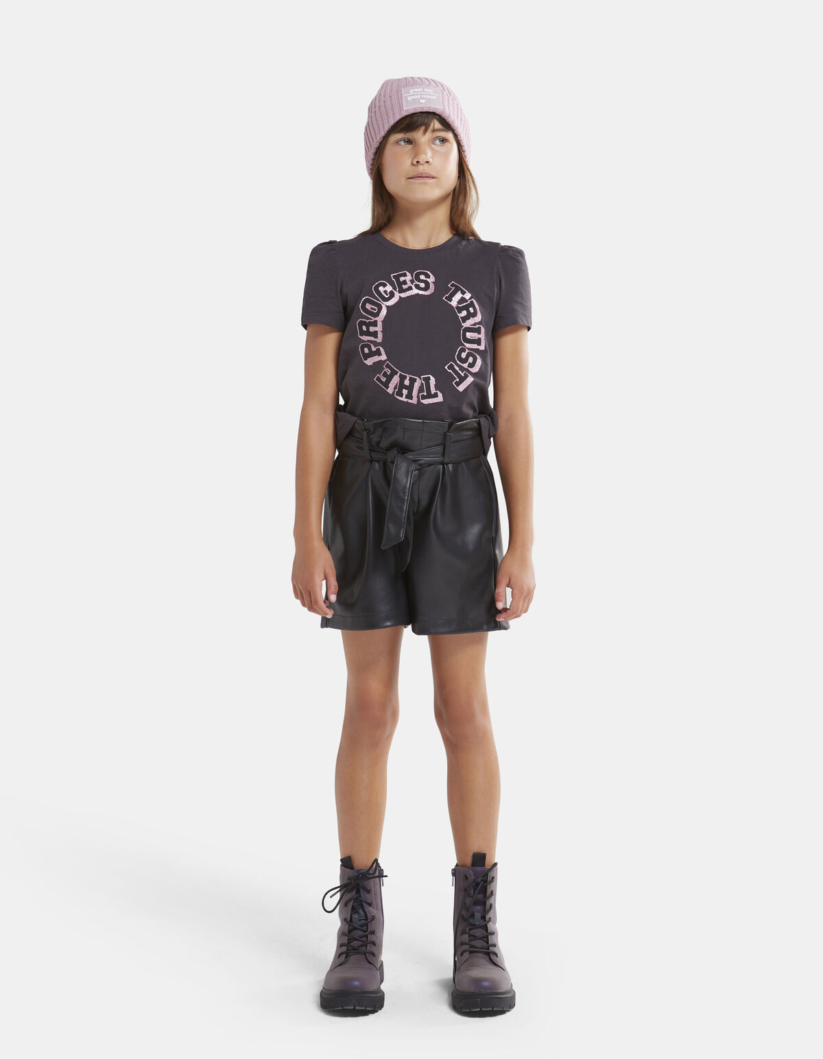 Glitter Pofmouwen T-shirt Donkergrijs JILL&MITCH