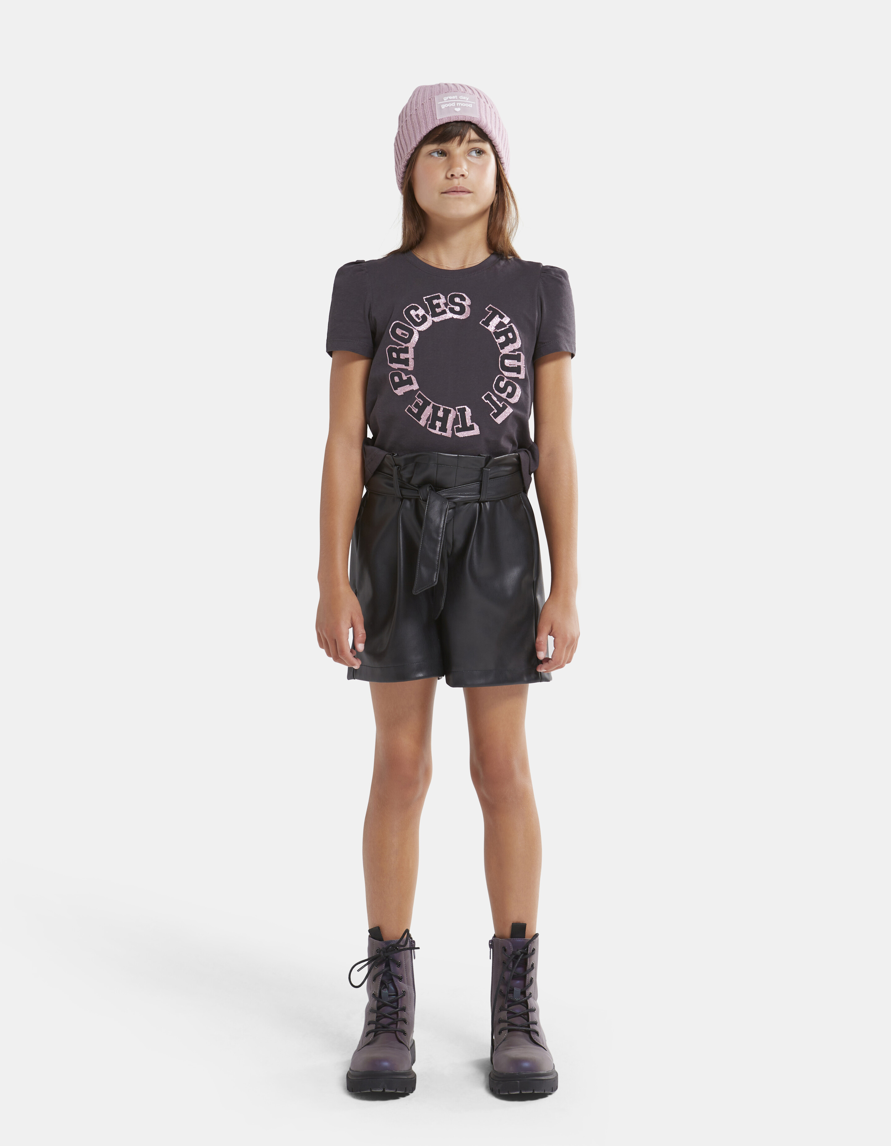 Glitter Pofmouwen T-shirt Donkergrijs JILL&MITCH