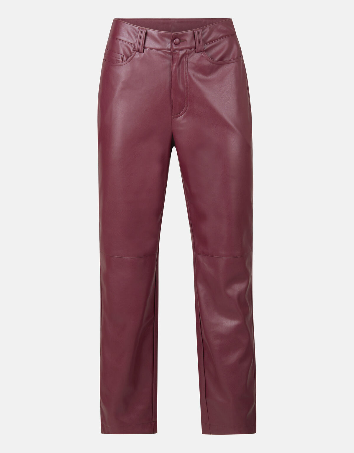 Vegan Leren Straight Broek Donkerrood SHOEBY WOMEN