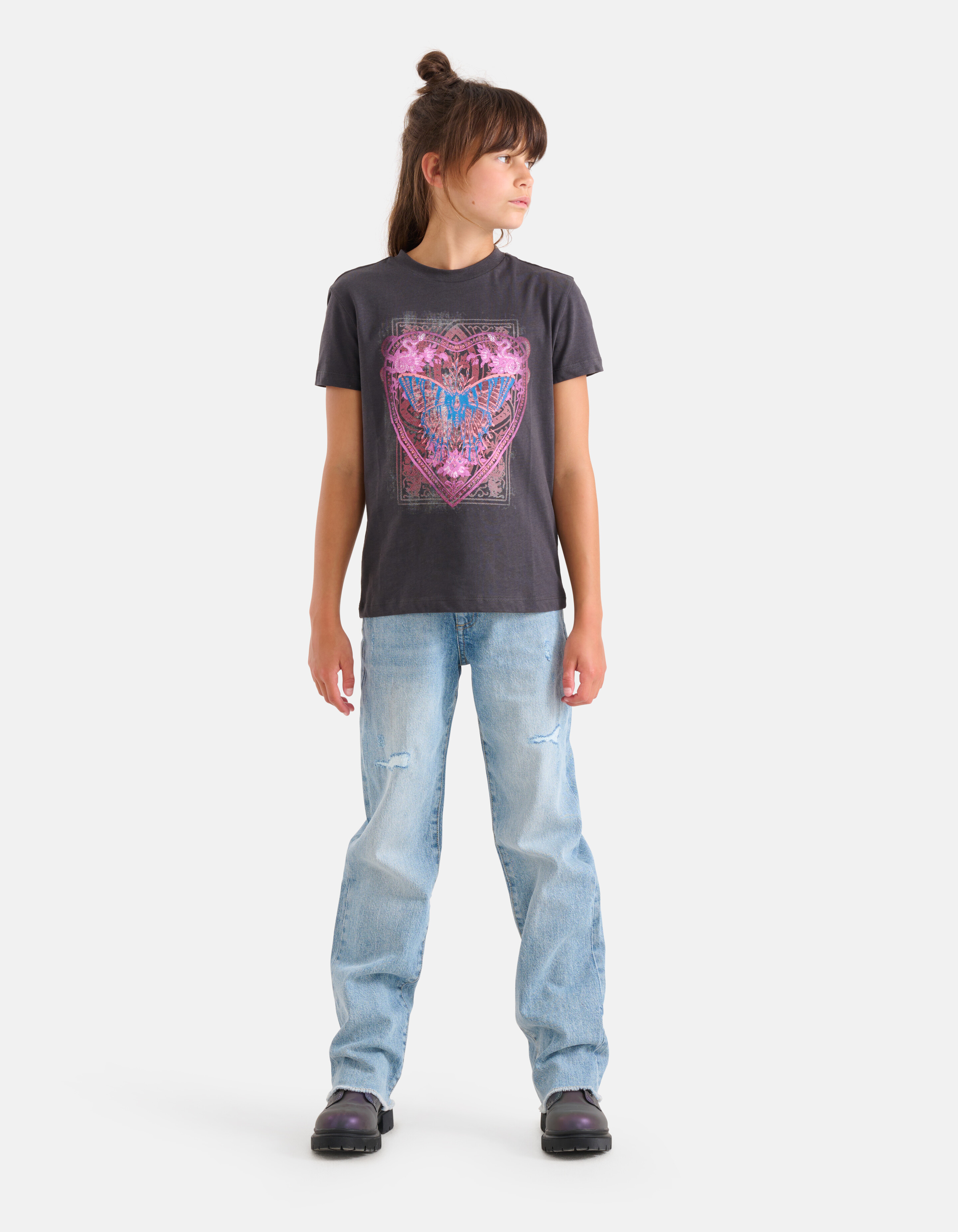Vlinder Artwork T-shirt Donkergrijs SHOEBY GIRLS