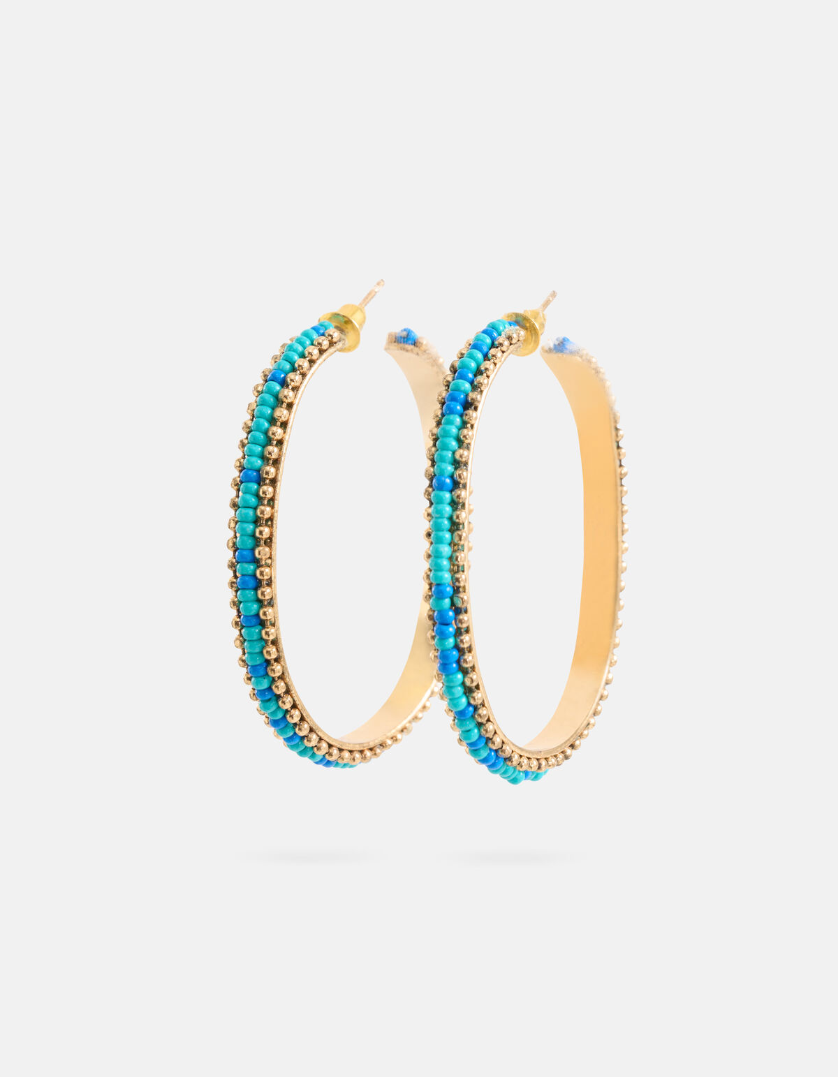 Ovale Beaded Hoops Oorbellen Blauw SHOEBY ACCESSOIRES