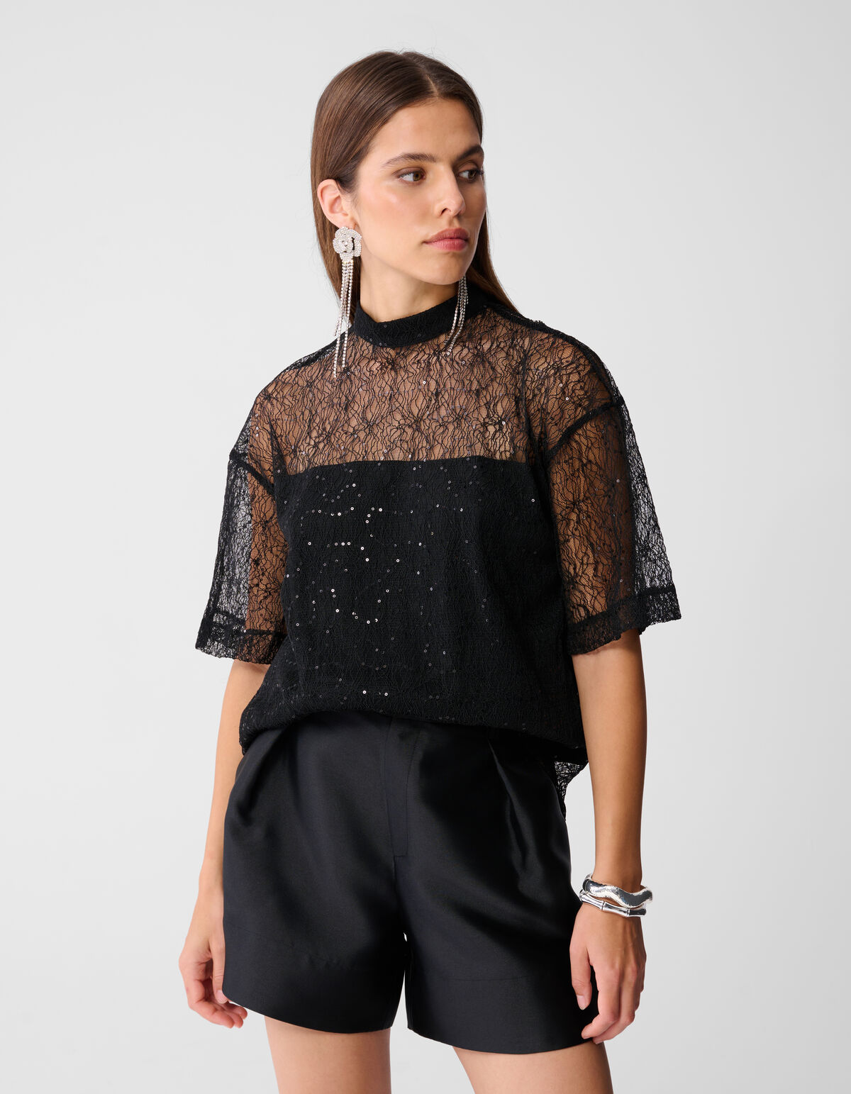 Kanten T-shirt Zwart SHOEBY WOMEN