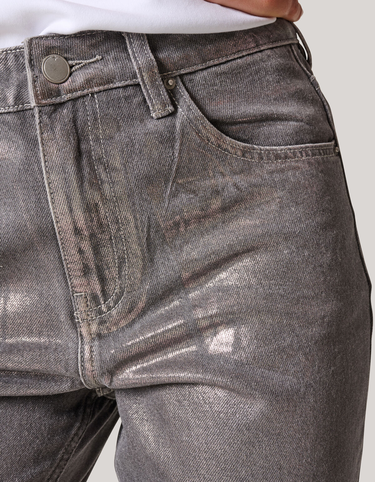 Metallic Wide Leg Jeans Donkergrijs SHOEBY WOMEN