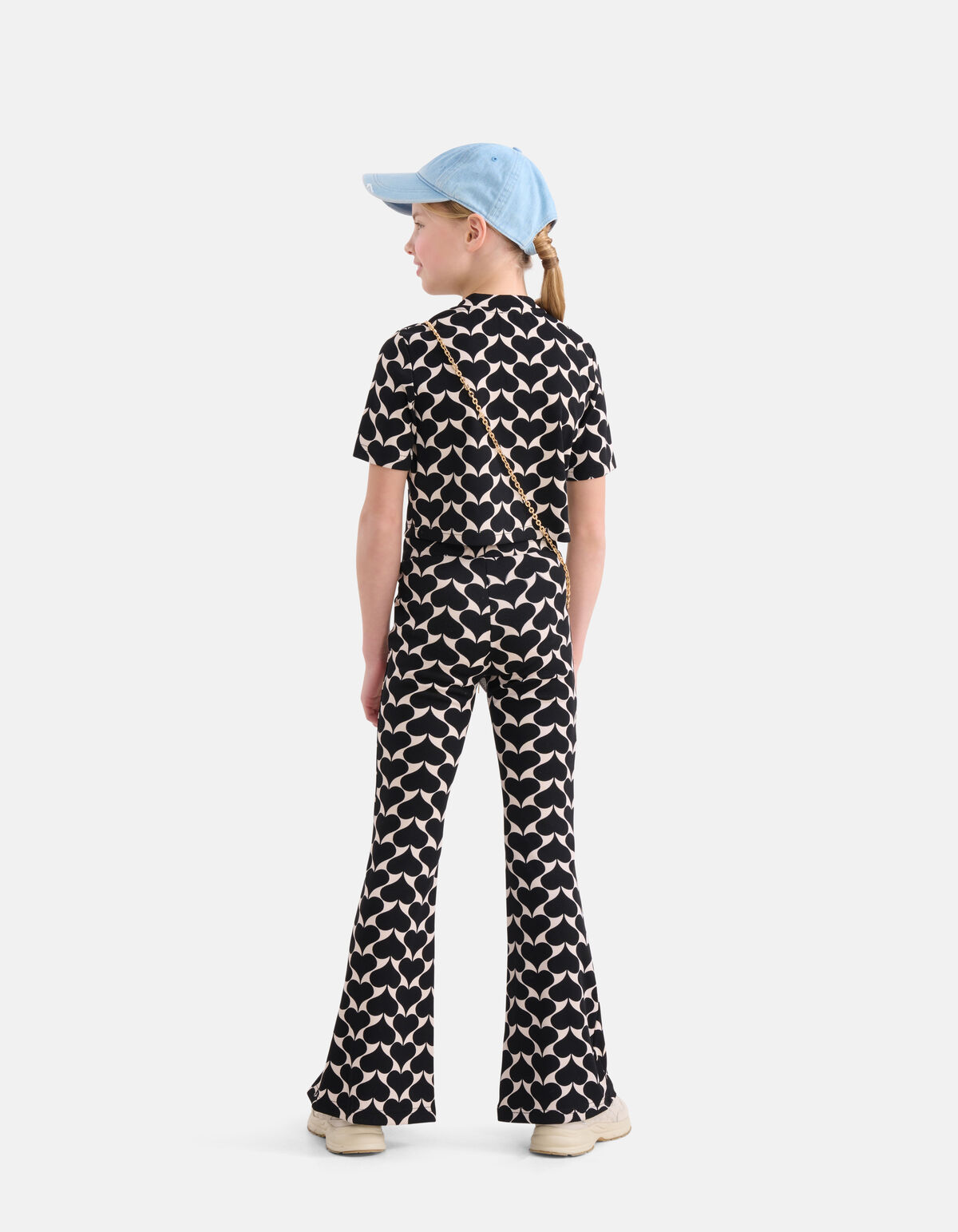 Printed Heart Split Flair Broek Zwart SHOEBY GIRLS