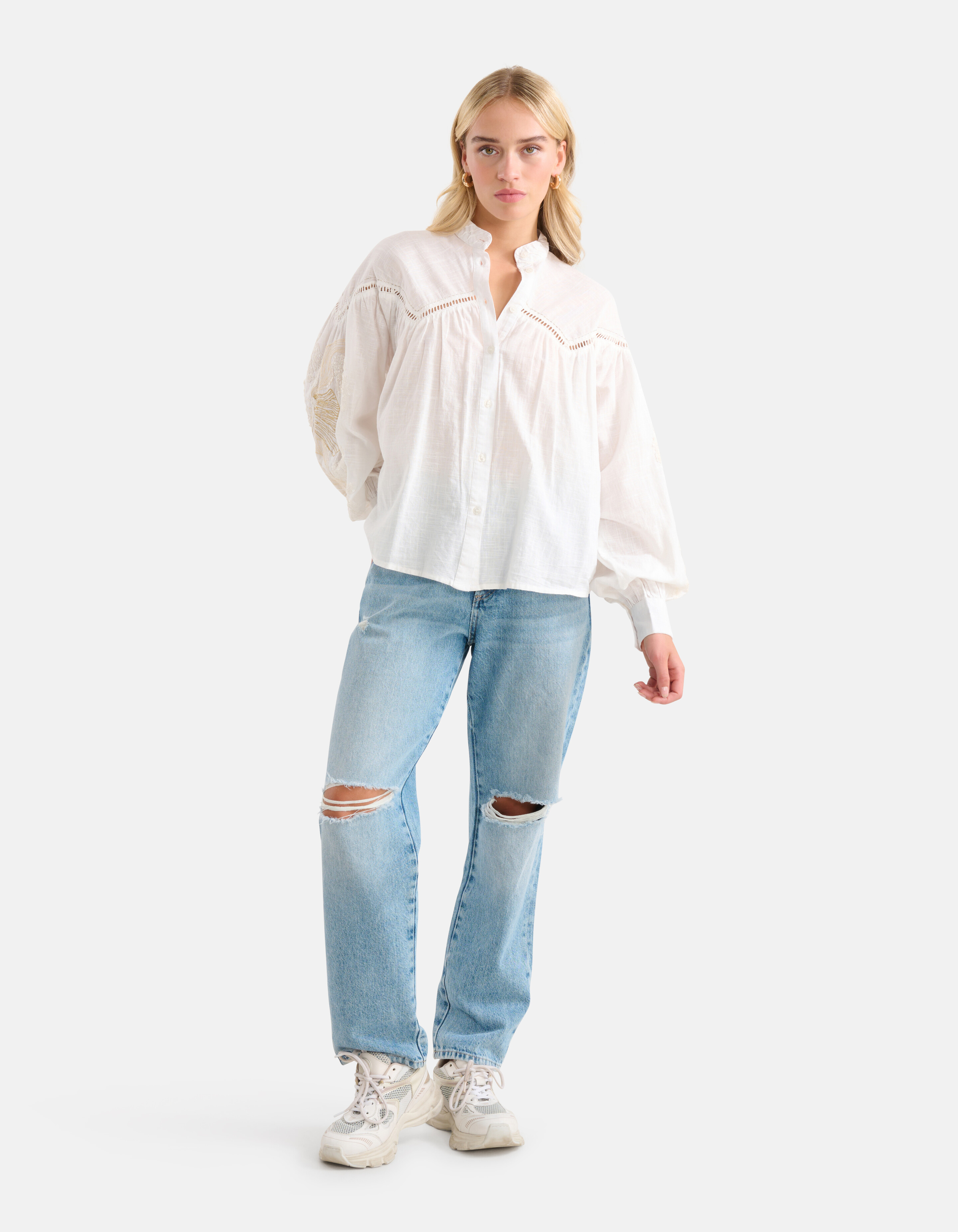 Embroidery Pailletten Blouse Gebroken Wit SHOEBY WOMEN