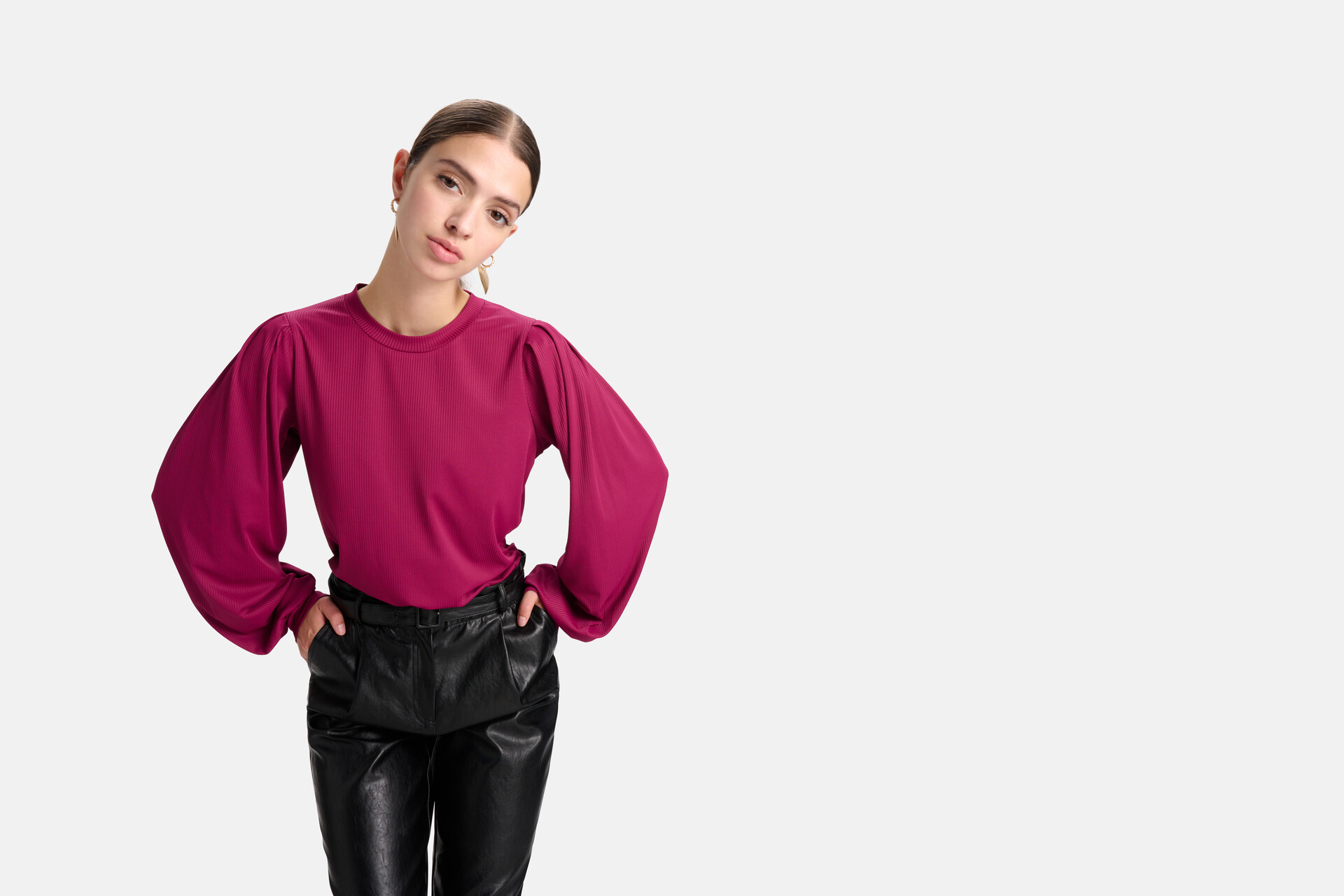 Rib Jersey Lange Mouwen Paars SHOEBY WOMEN