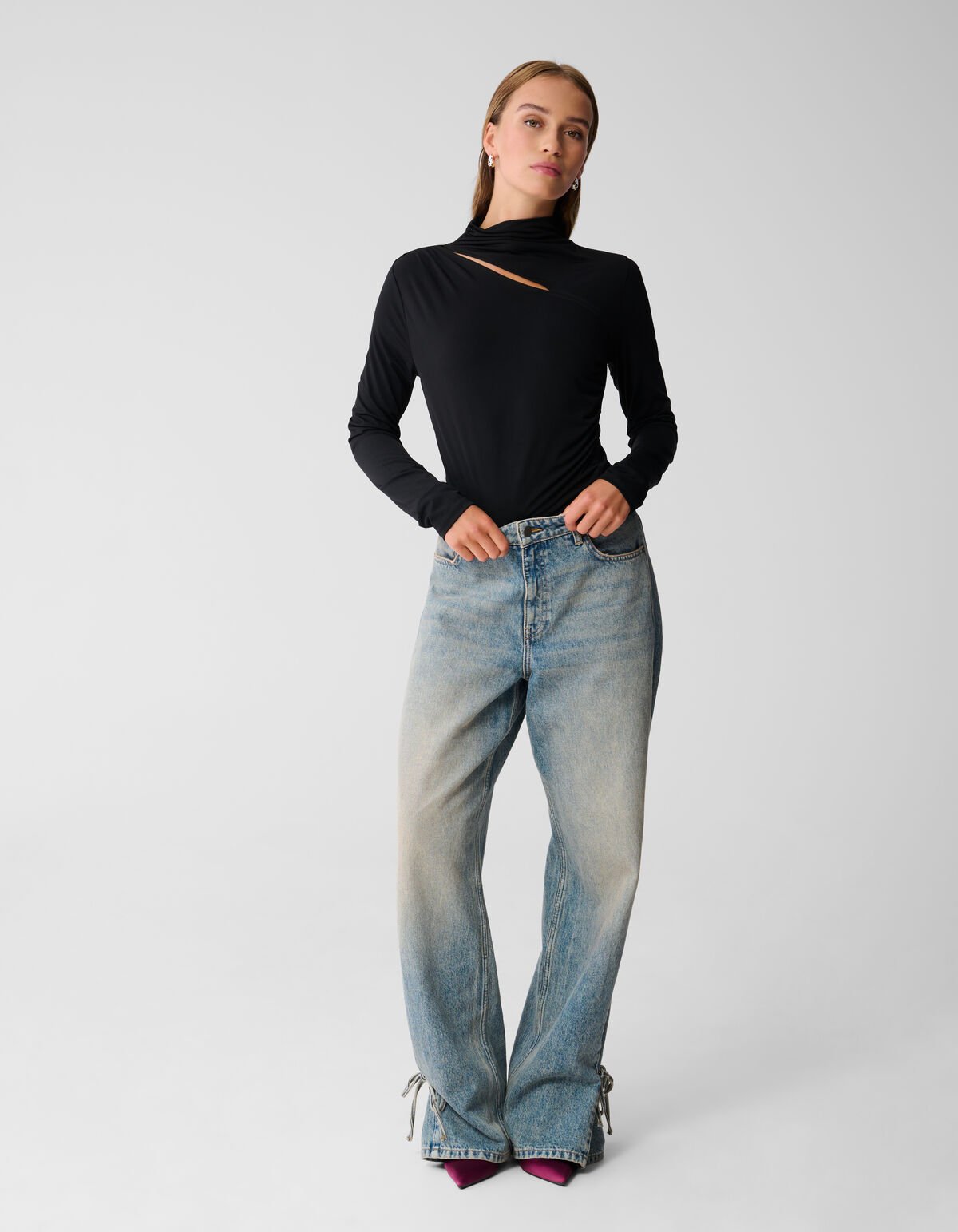 Cut Out Top Zwart SHOEBY WOMEN