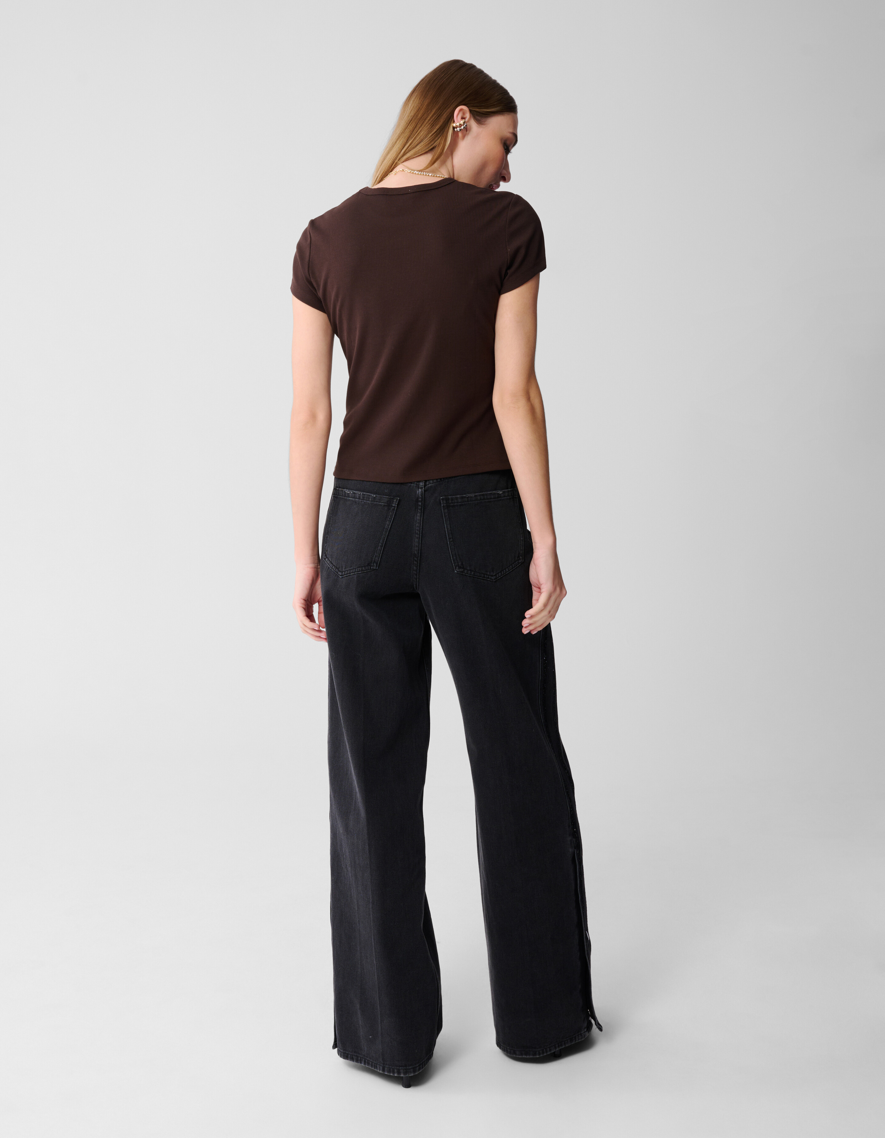 Rib T-shirt Bruin SHOEBY WOMEN