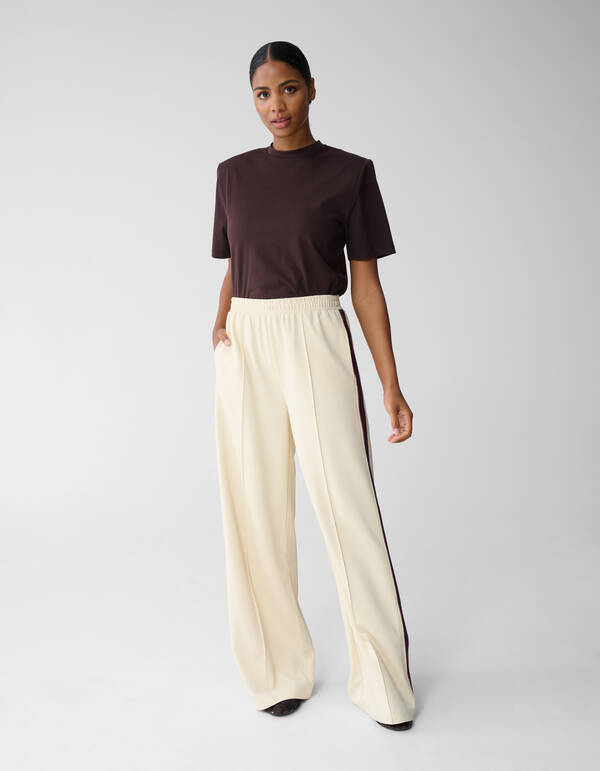 Tape Wide Leg Broek Gebroken Wit SHOEBY WOMEN