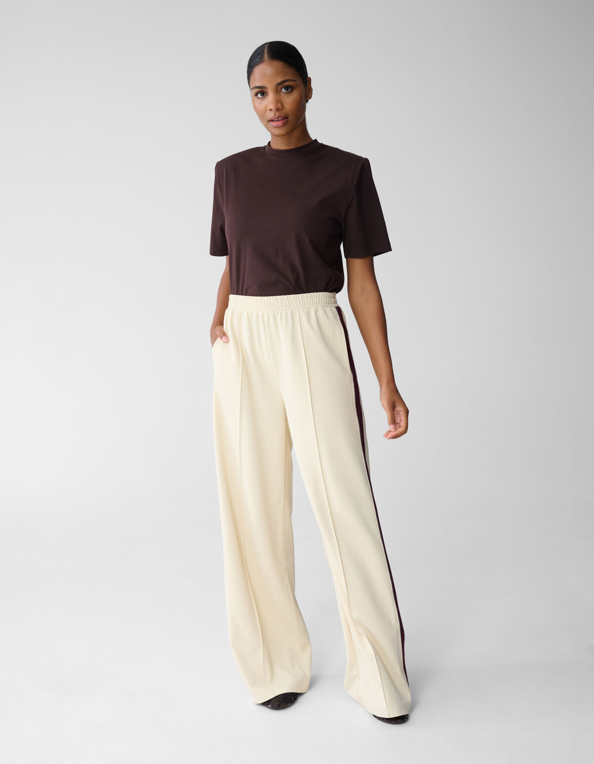 Tape Wide Leg Broek Gebroken Wit SHOEBY WOMEN