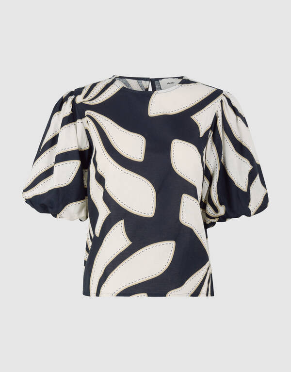 Printed Puff Top Zwart SHOEBY WOMEN