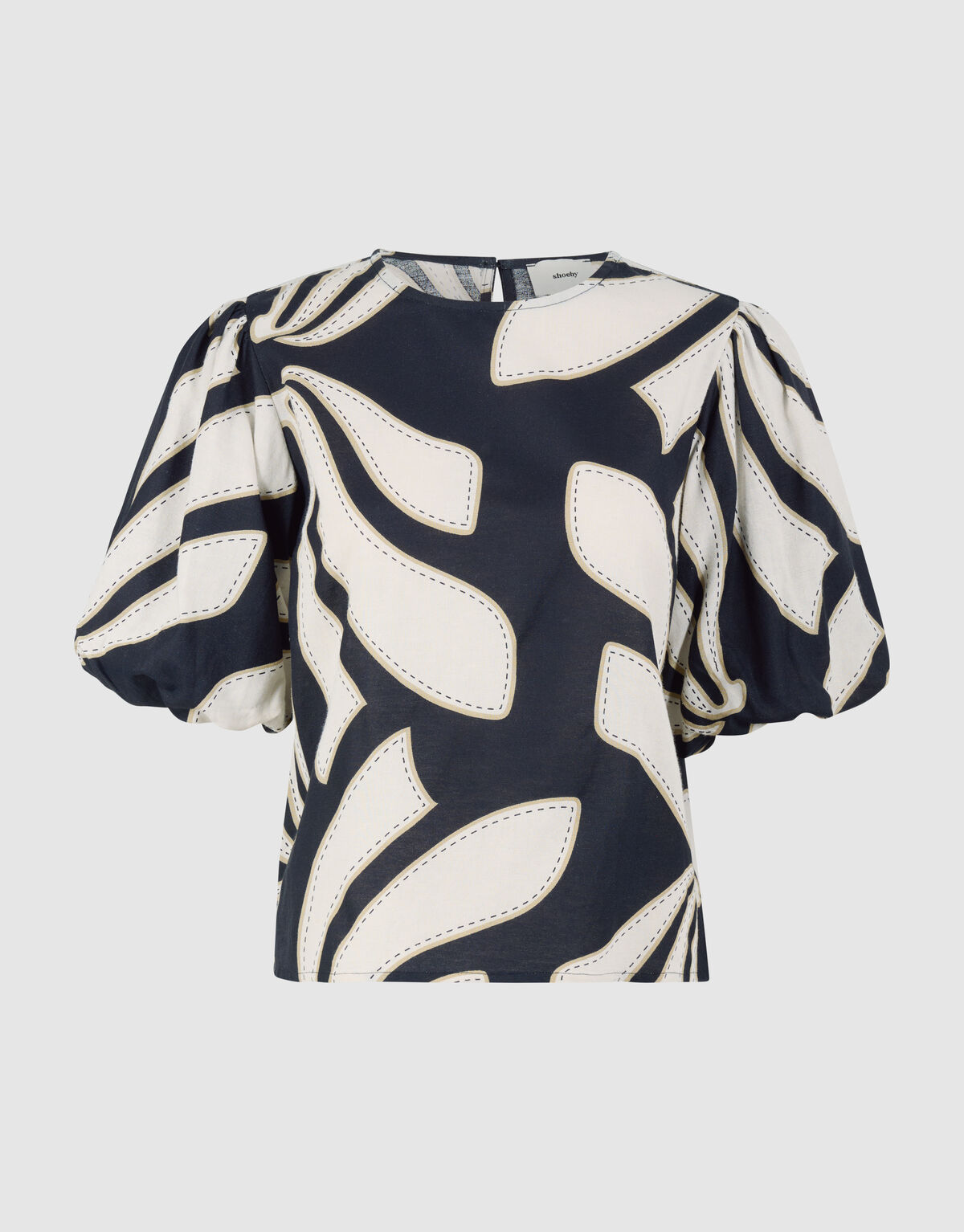 Printed Puff Top Zwart SHOEBY WOMEN