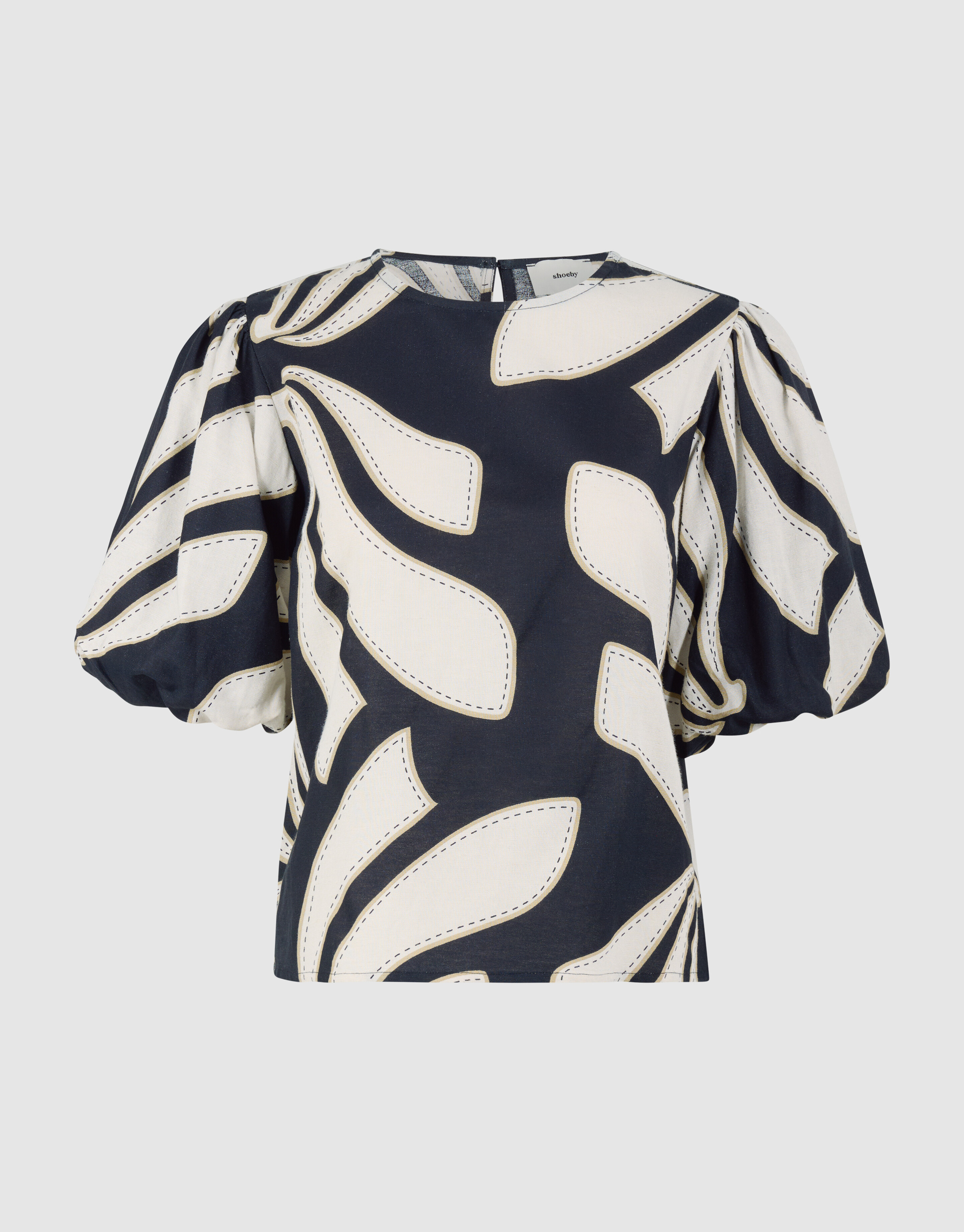 Printed Puff Top Zwart SHOEBY WOMEN