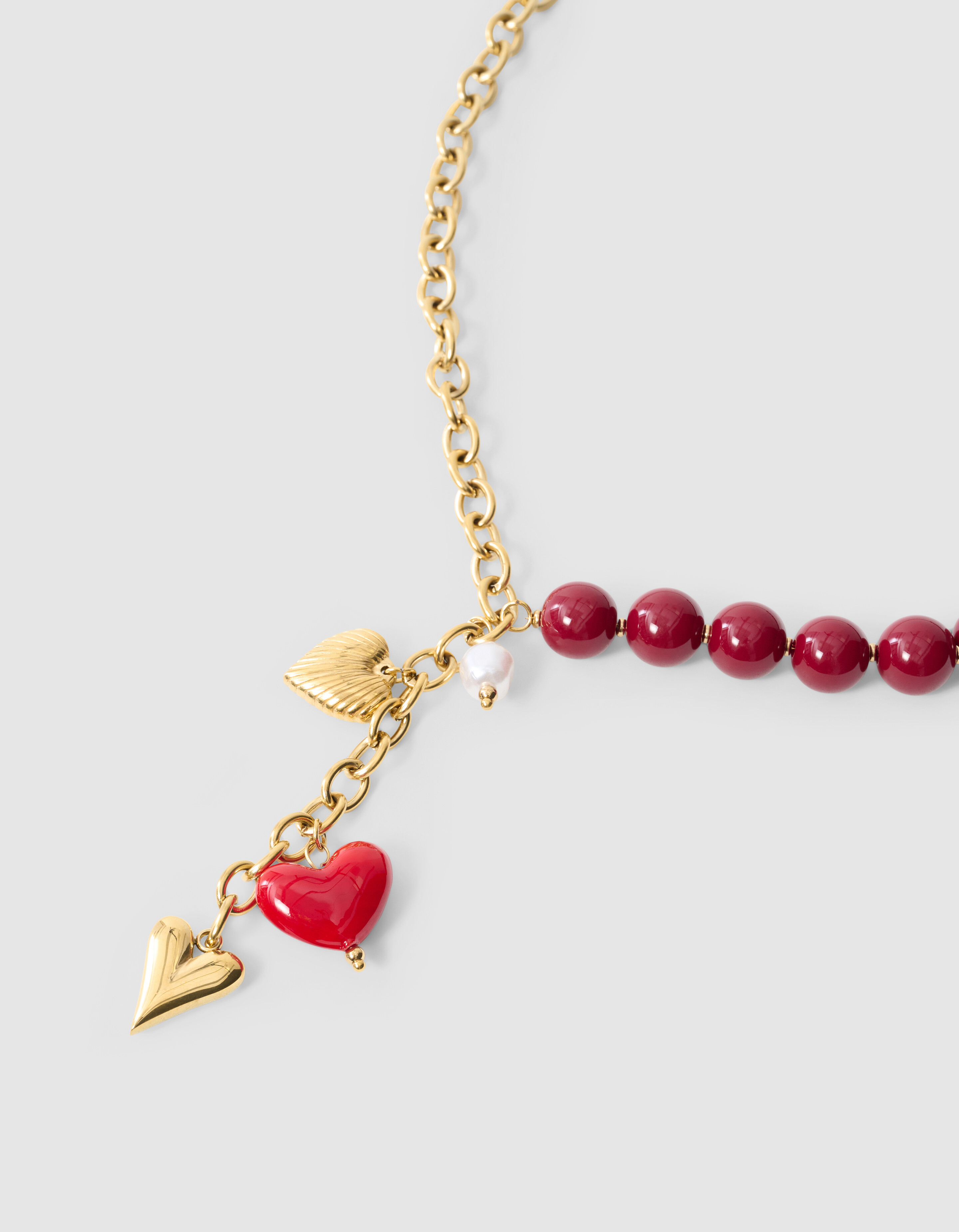 Beaded Charm Ketting Donkerrood SHOEBY ACCESSOIRES