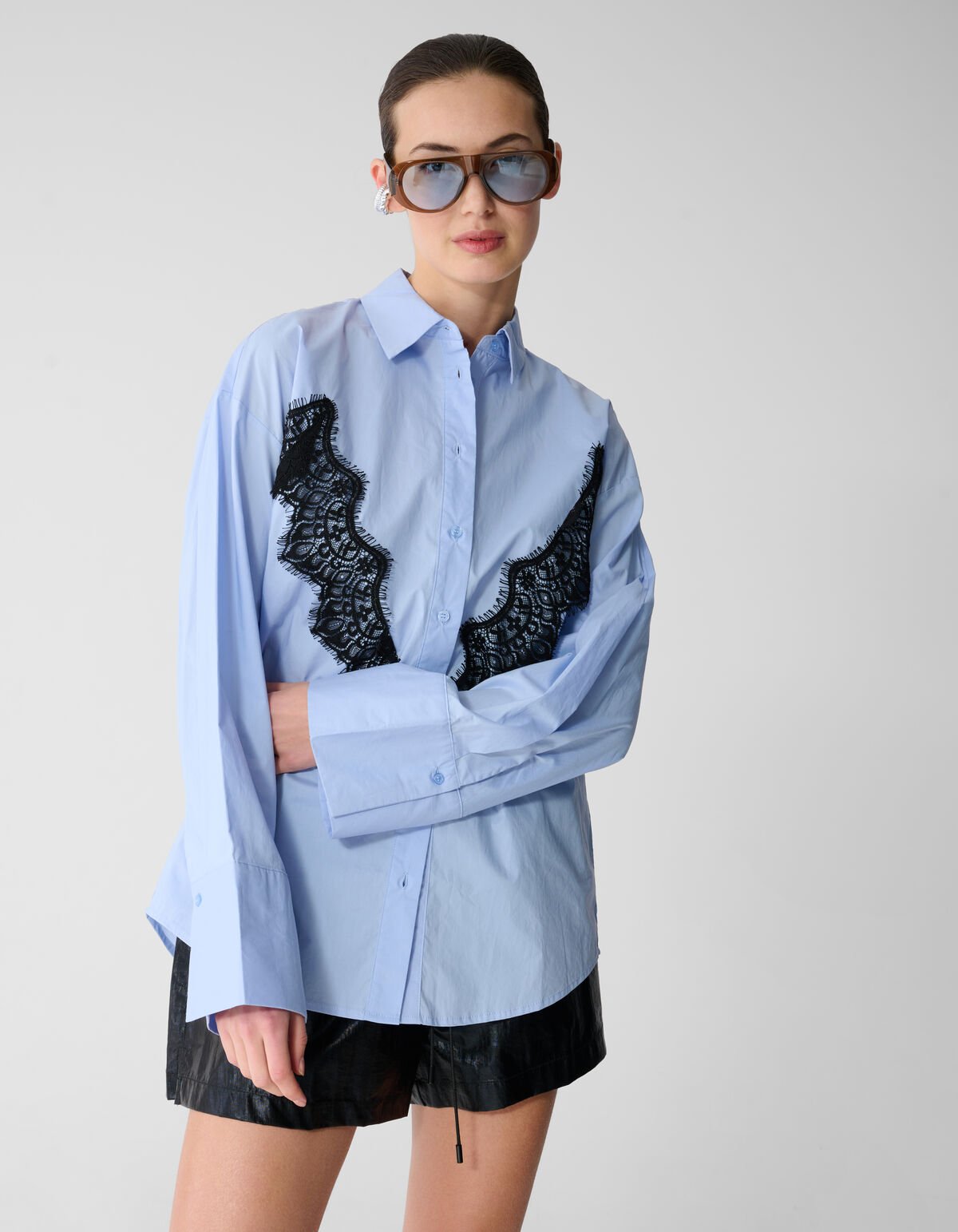 Oversized Kanten Blouse Blauw SHOEBY WOMEN