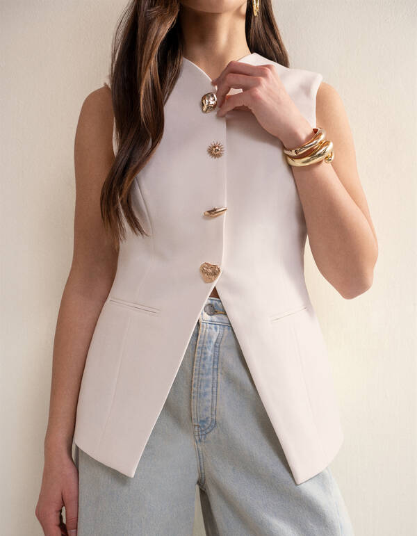 Zandloper Gilet Gebroken Wit SHOEBY WOMEN