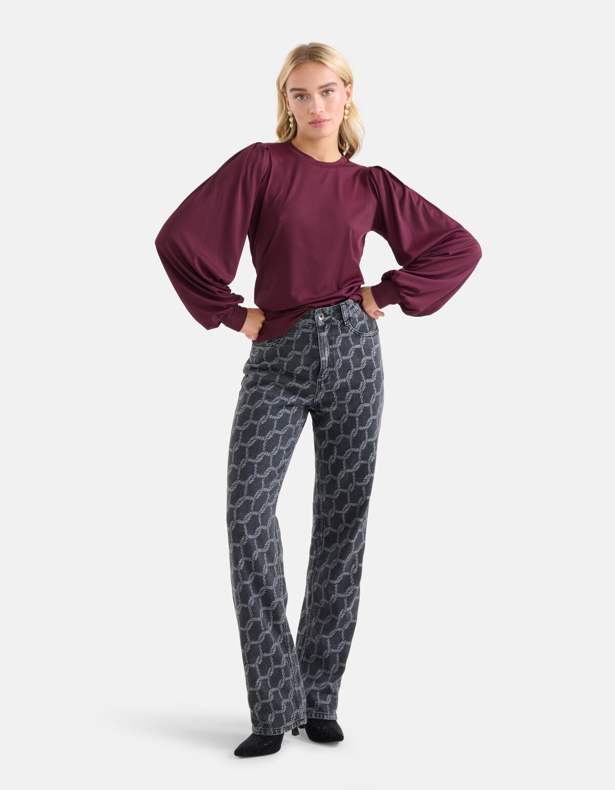 Rib Jersey Longsleeve Bordeaux SHOEBY WOMEN