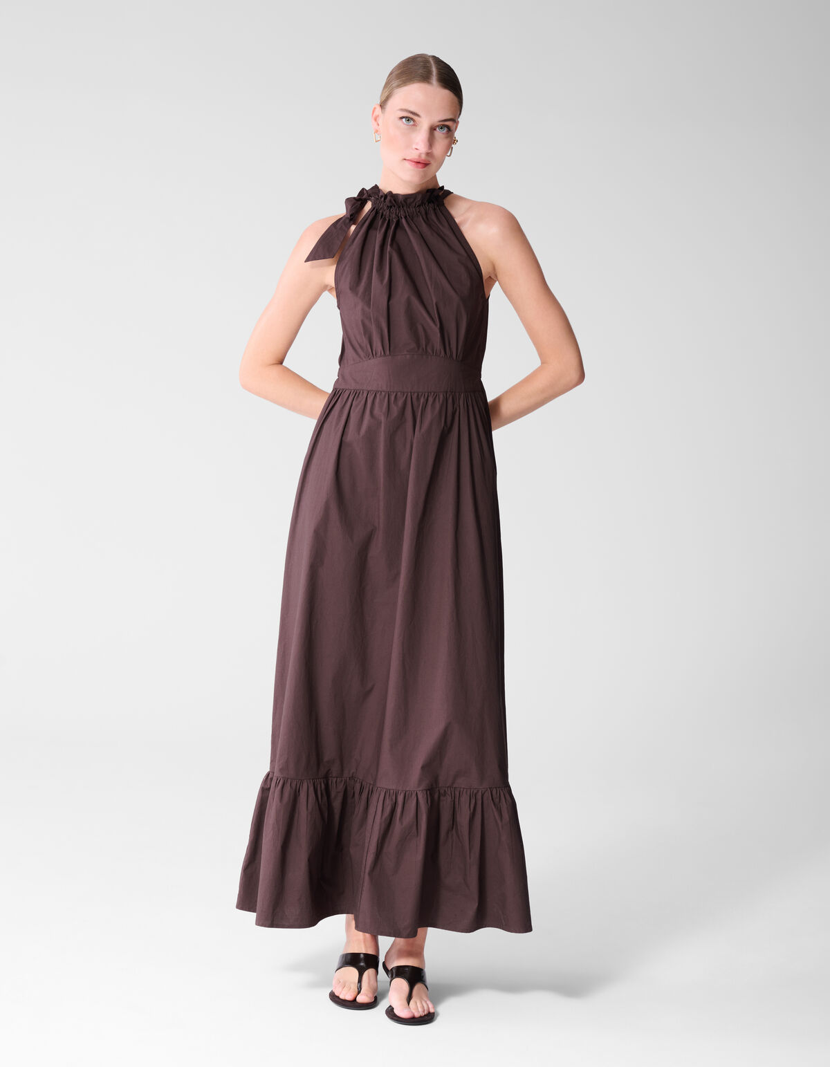 Halter Maxi Jurk Bruin SHOEBY WOMEN