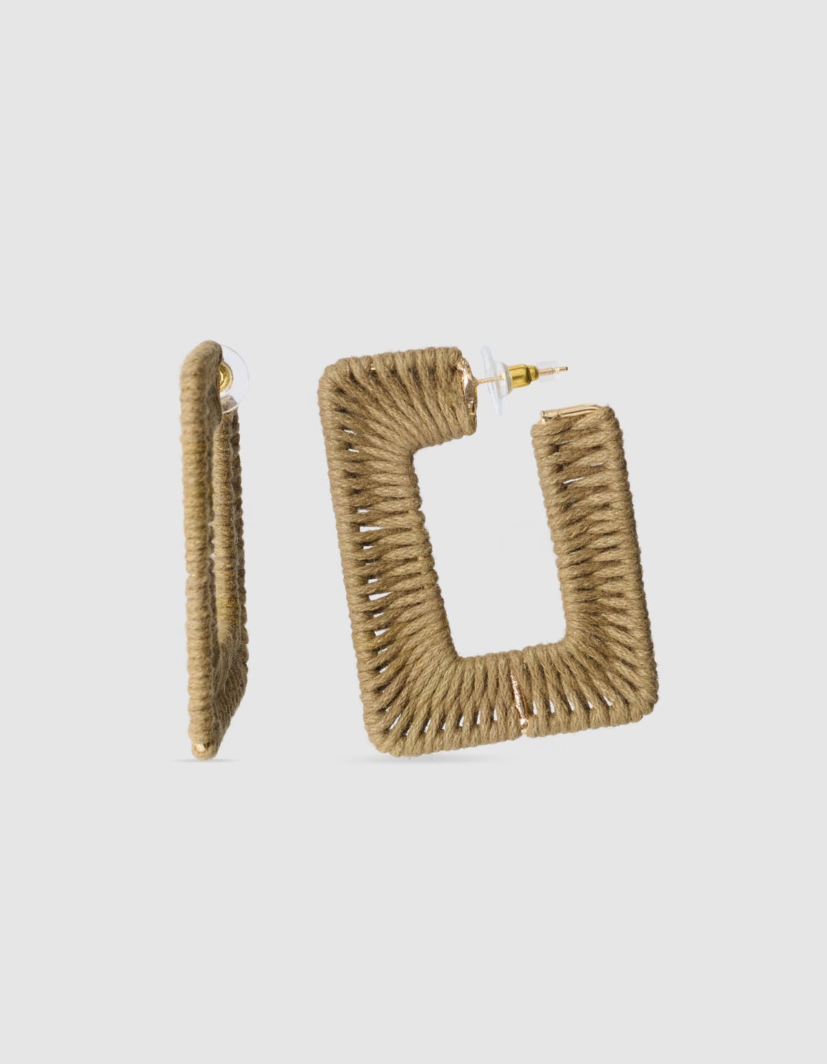 Square Raffia Oorbellen Groen SHOEBY ACCESSOIRES