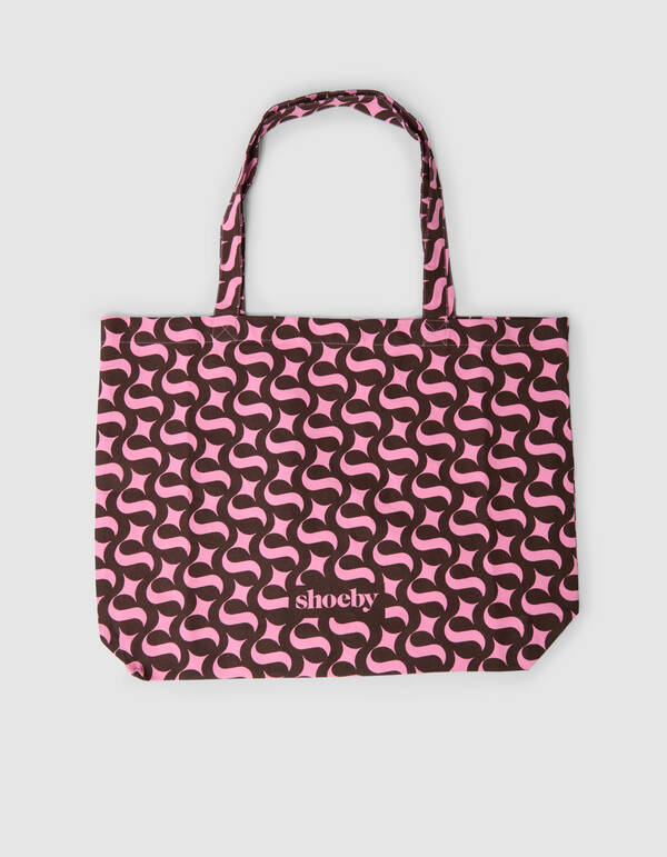 Shoeby Logo Shopper Bruin/Roze SHOEBY ACCESSOIRES