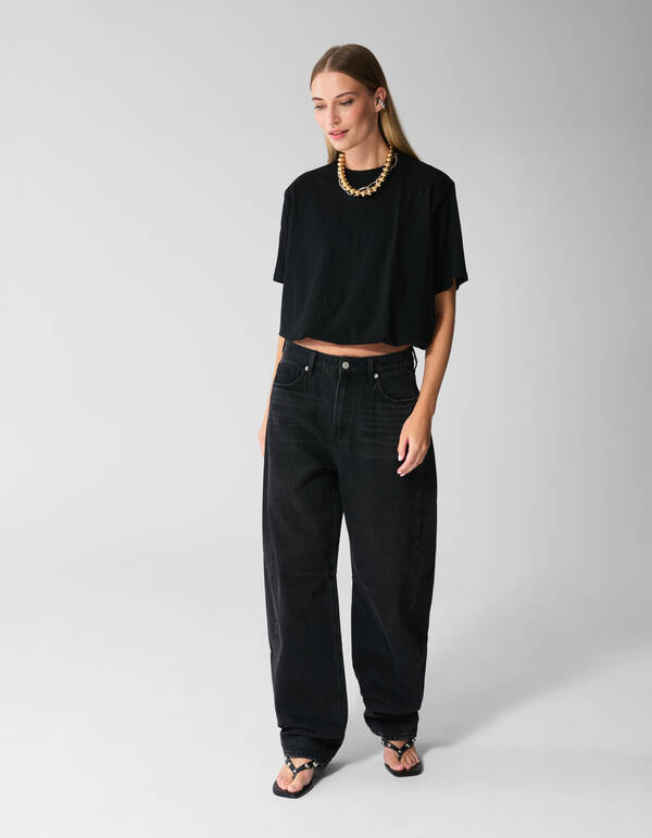 Oversized Balloon T-shirt Zwart SHOEBY WOMEN