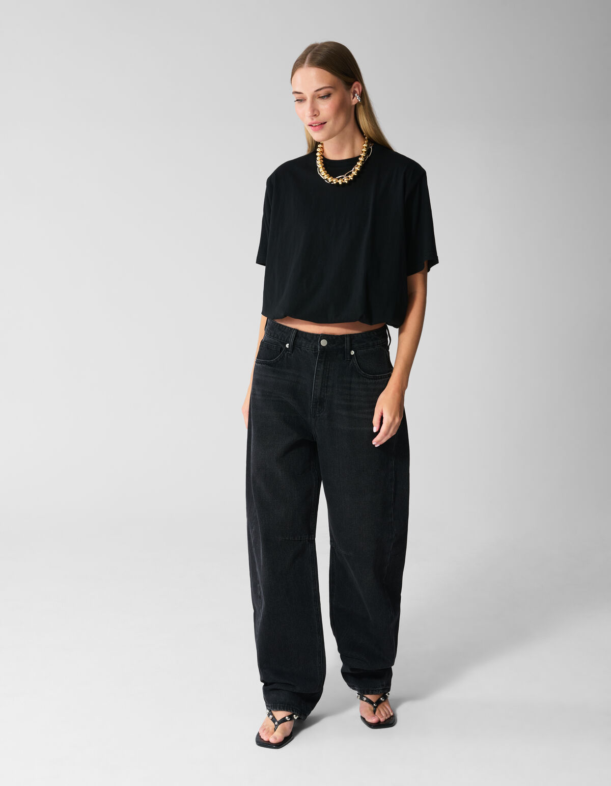 Oversized Balloon T-shirt Zwart SHOEBY WOMEN