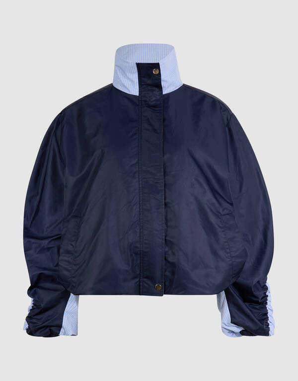 Check Satin Bomber Blauw SHOEBY WOMEN