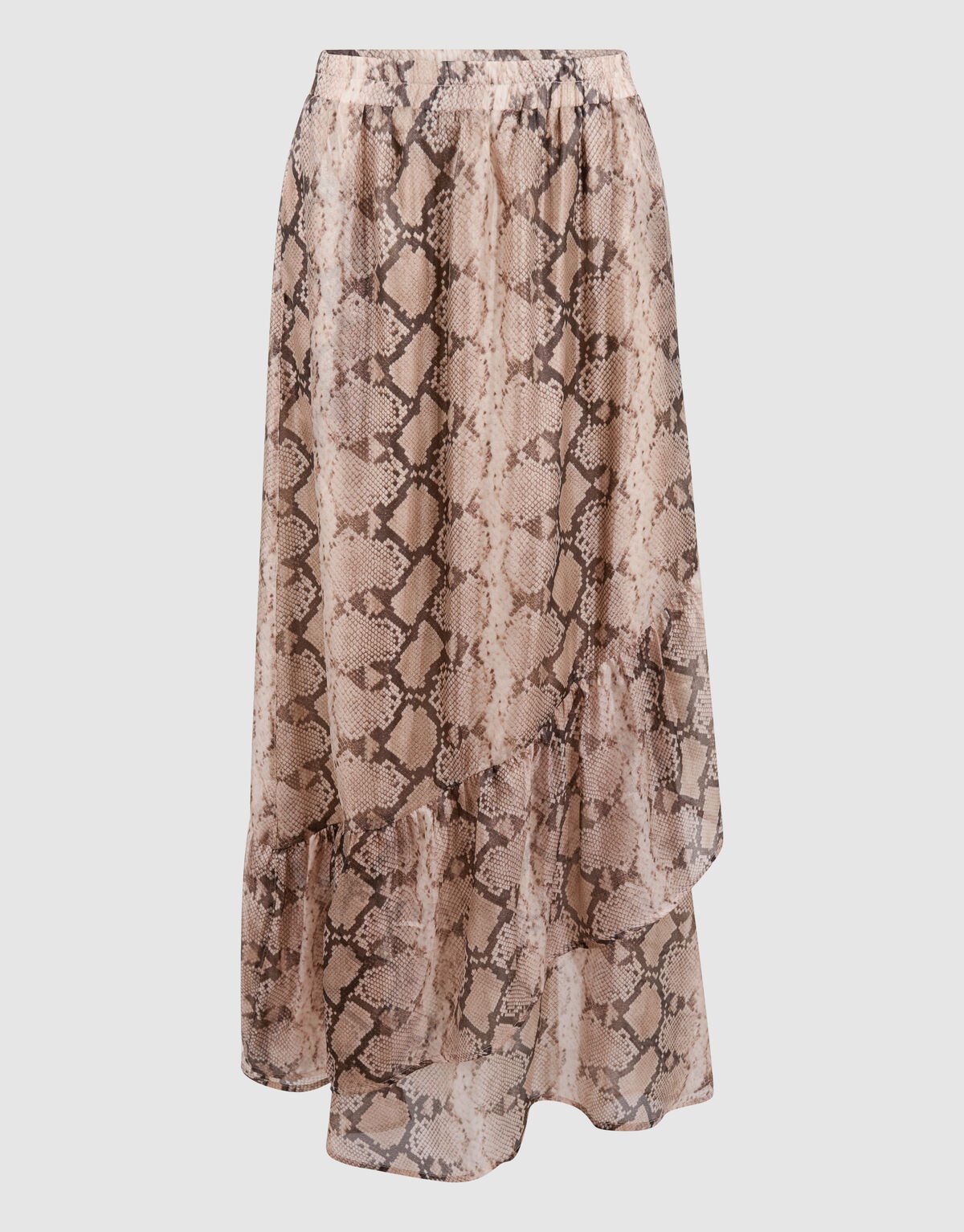 Snake Ruffle Maxi Rok Lichtbruin SHOEBY WOMEN