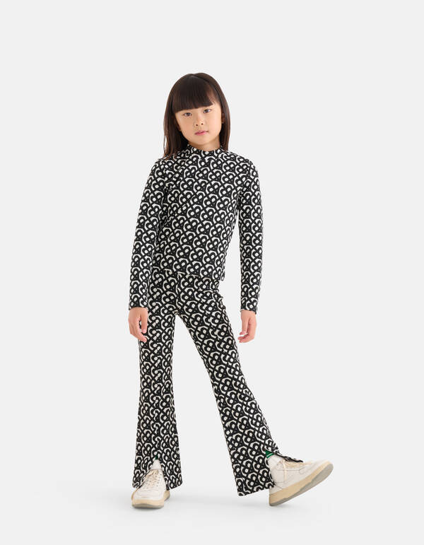 Monogram Flared Broek Zwart SHOEBY GIRLS