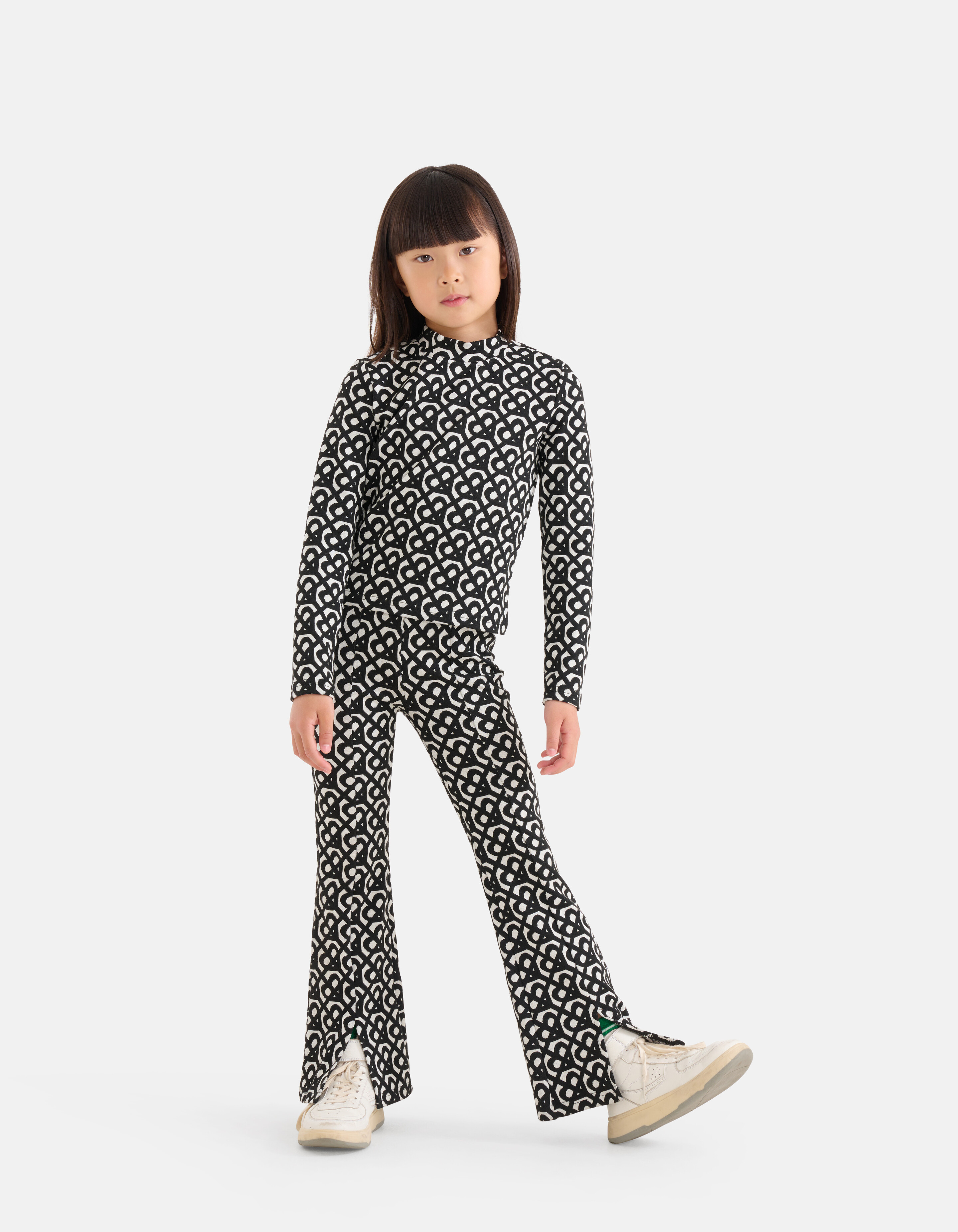 Monogram Flared Broek Zwart SHOEBY GIRLS