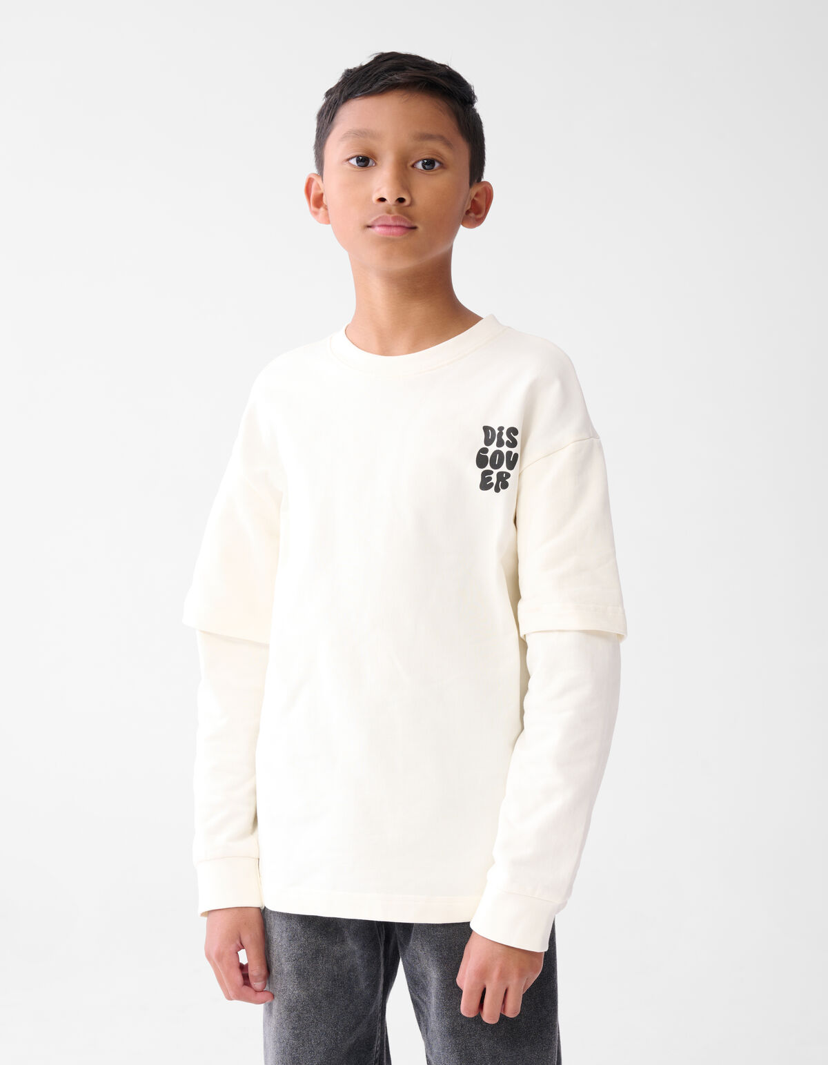 Artwork Longsleeve T-shirt Gebroken Wit SHOEBY BOYS