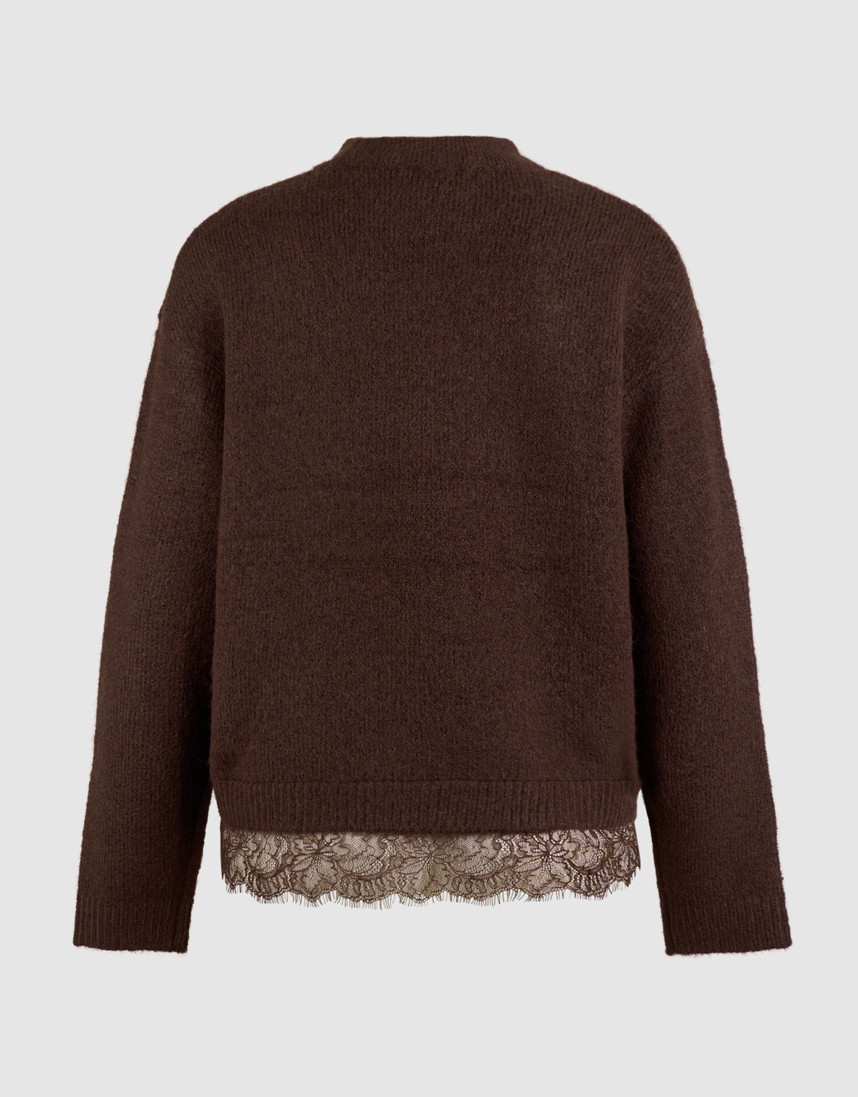 Lace Hem Gebreide Trui Donkerbruin SHOEBY WOMEN