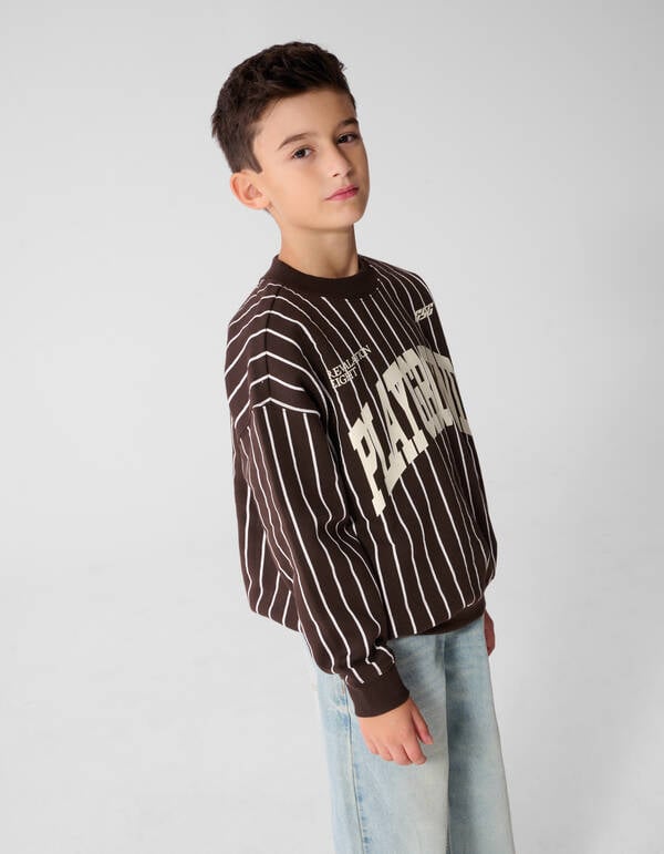 Gestreepte Baseball Sweater Bruin SHOEBY BOYS