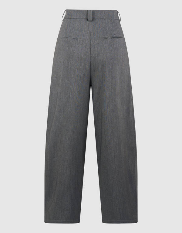 Pleated Flap Wide Leg Broek Grijs SHOEBY WOMEN