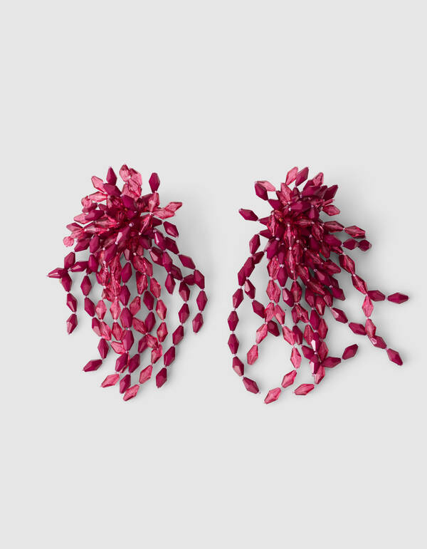 Beaded Waterval Oorbellen Donkerroze SHOEBY ACCESSOIRES