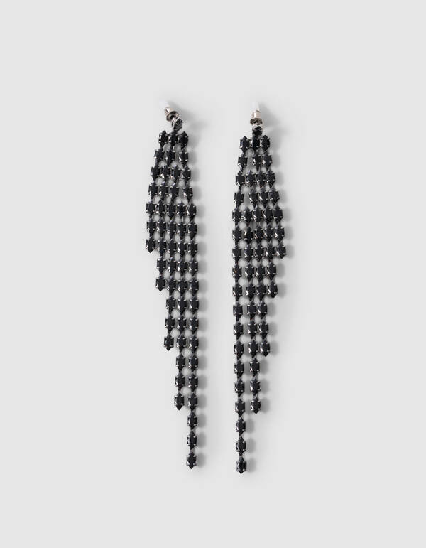 Waterval Strass Oorbellen Zwart SHOEBY ACCESSOIRES