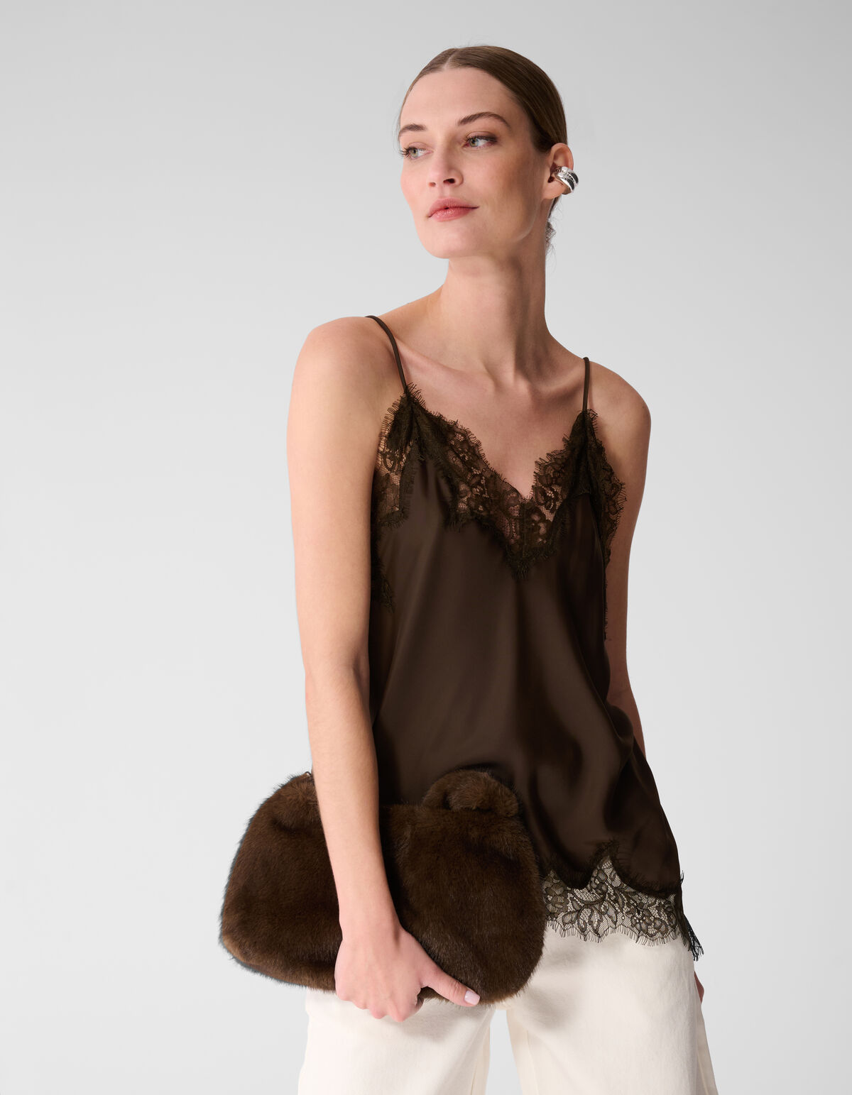 Kanten Asymmetrische Top Bruin SHOEBY WOMEN