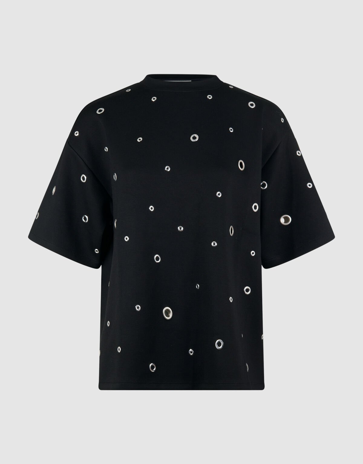 Oversized Eyelet Sweat T-shirt Zwart SHOEBY WOMEN