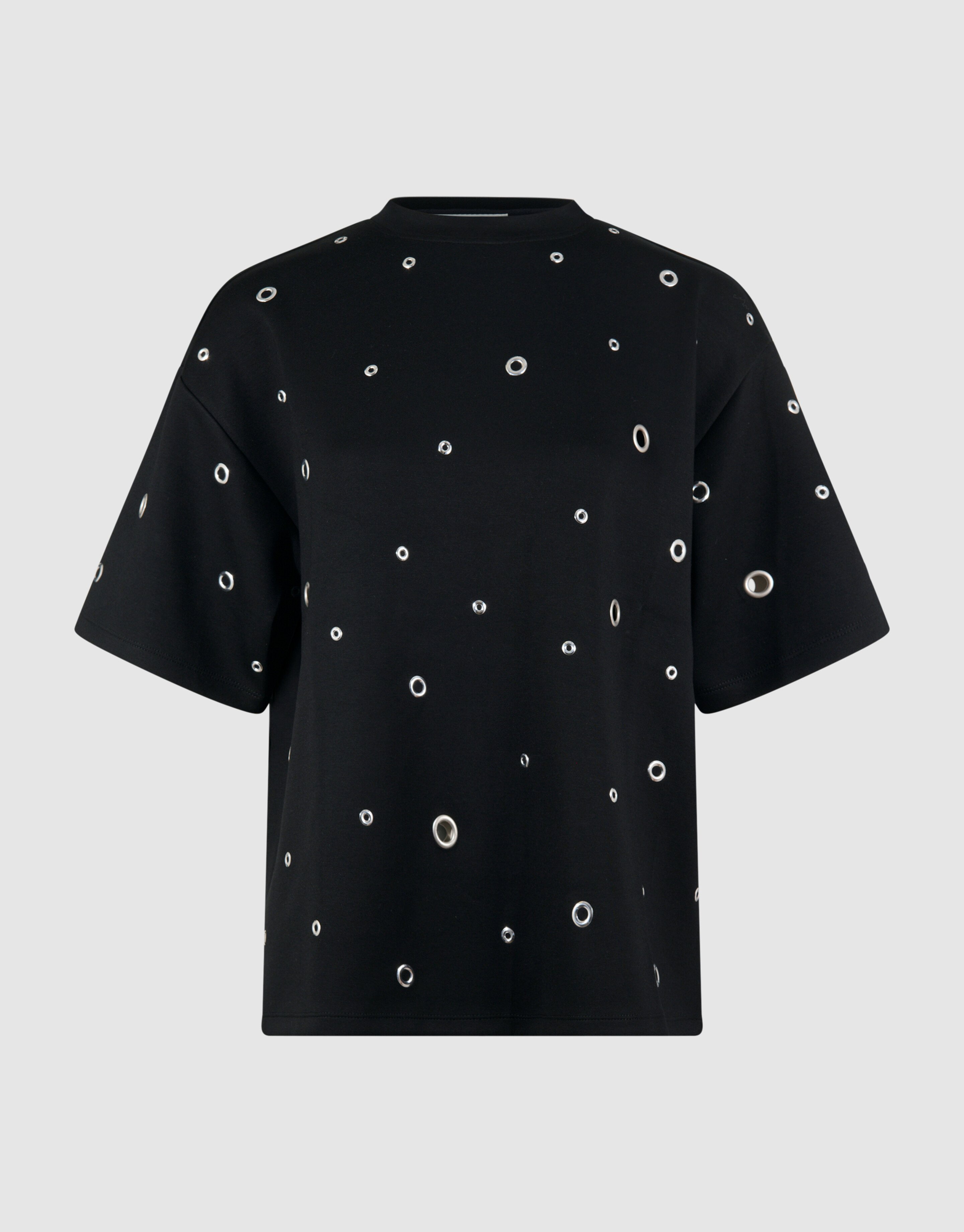 Oversized Eyelet Sweat T-shirt Zwart SHOEBY WOMEN