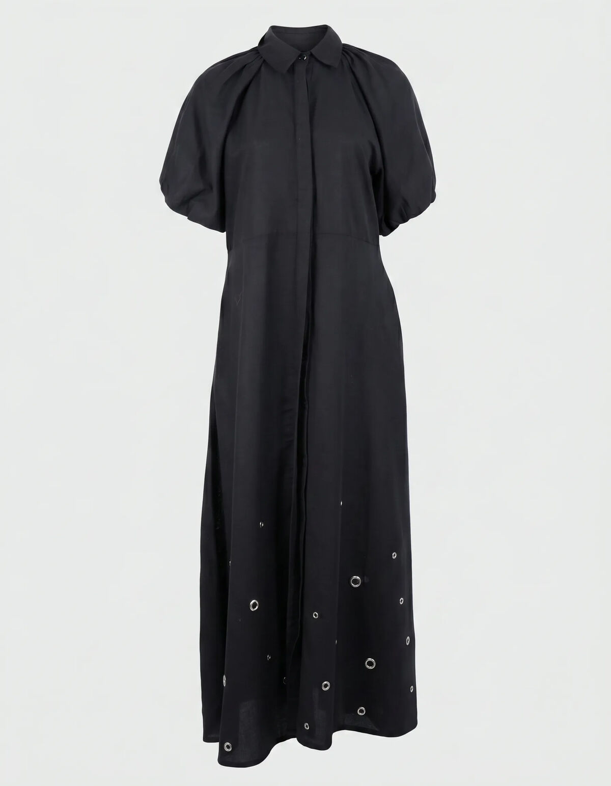 Linnen Eyelet Maxi Jurk Zwart SHOEBY WOMEN