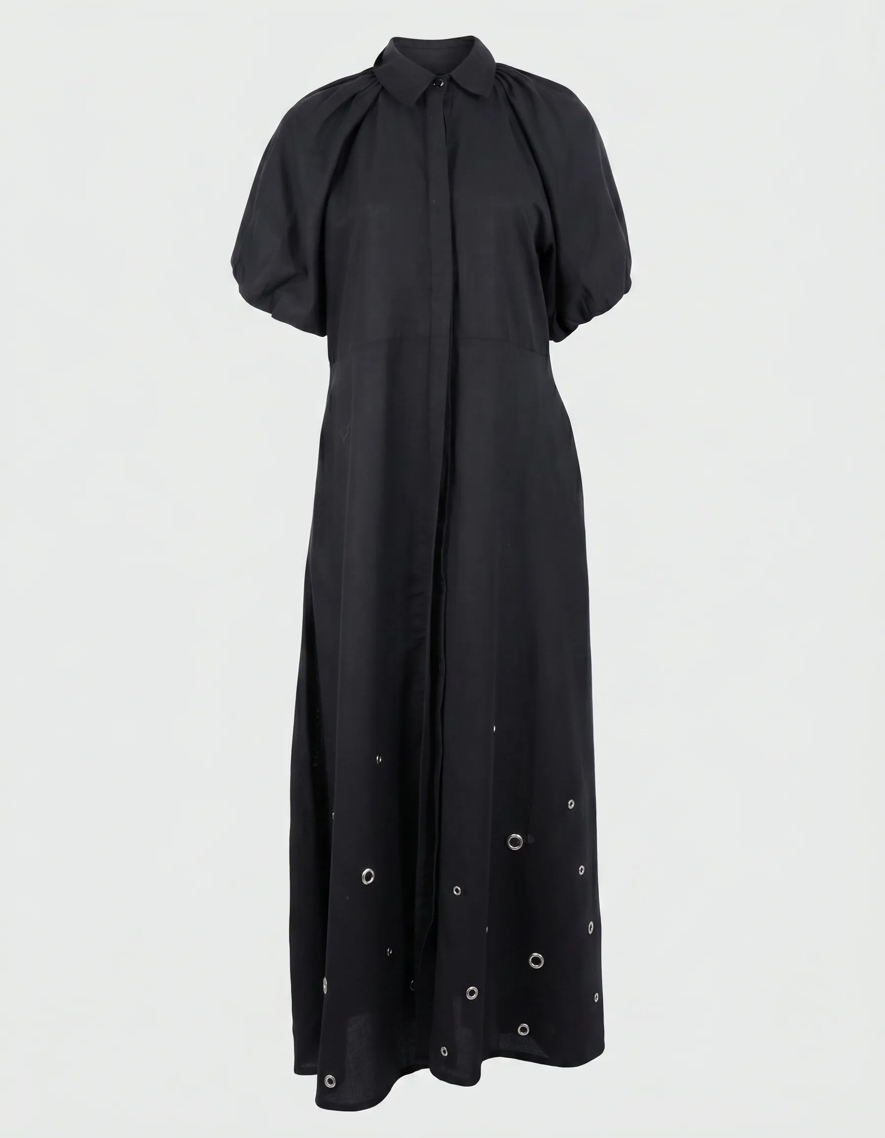 Linnen Eyelet Maxi Jurk Zwart SHOEBY WOMEN