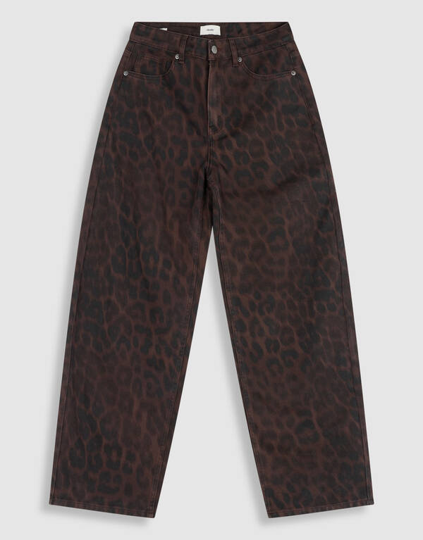 Leopard Print Baggy Fit Jeans Donkerbruin SHOEBY WOMEN
