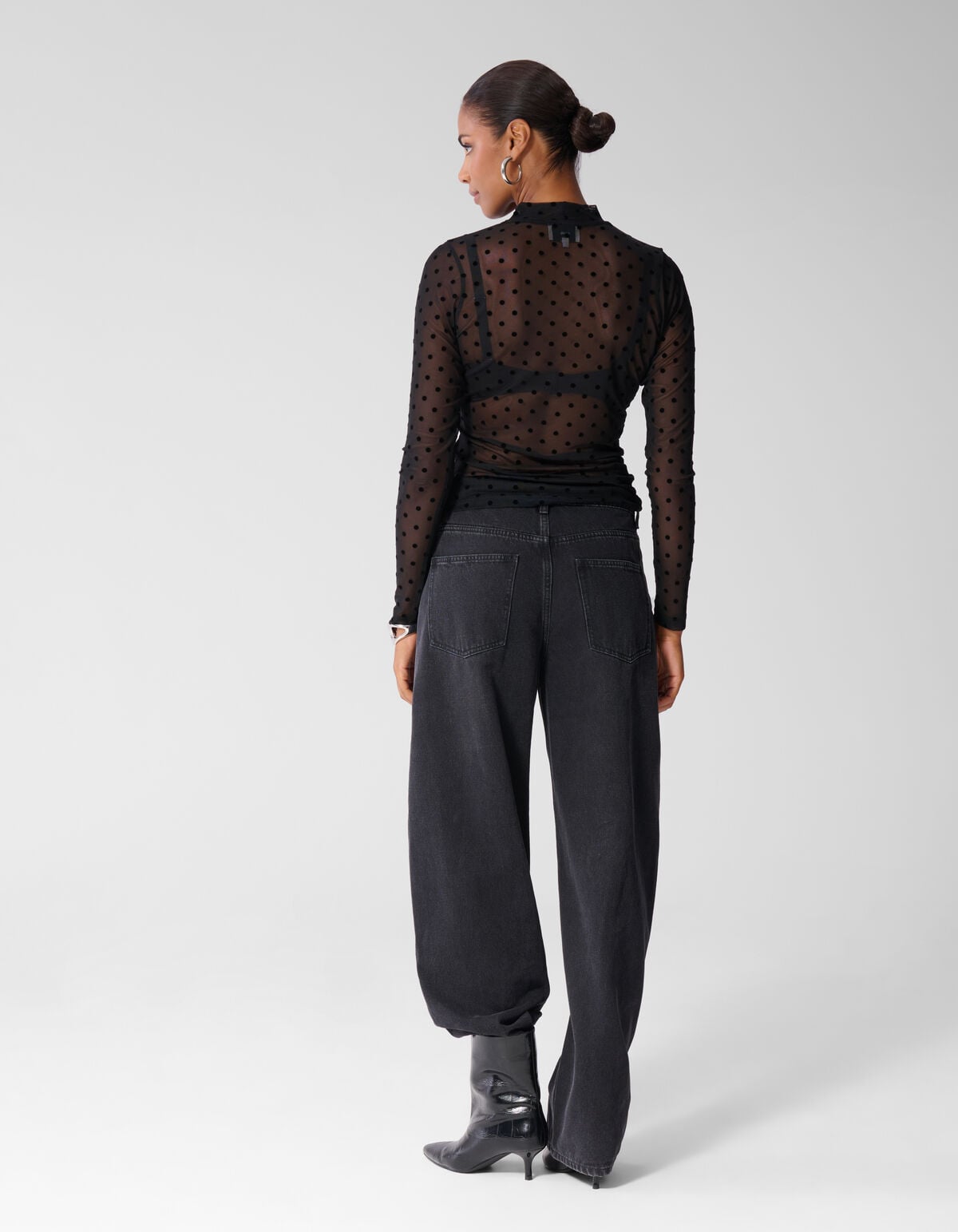 Mesh Stippen Top Bruin SHOEBY WOMEN