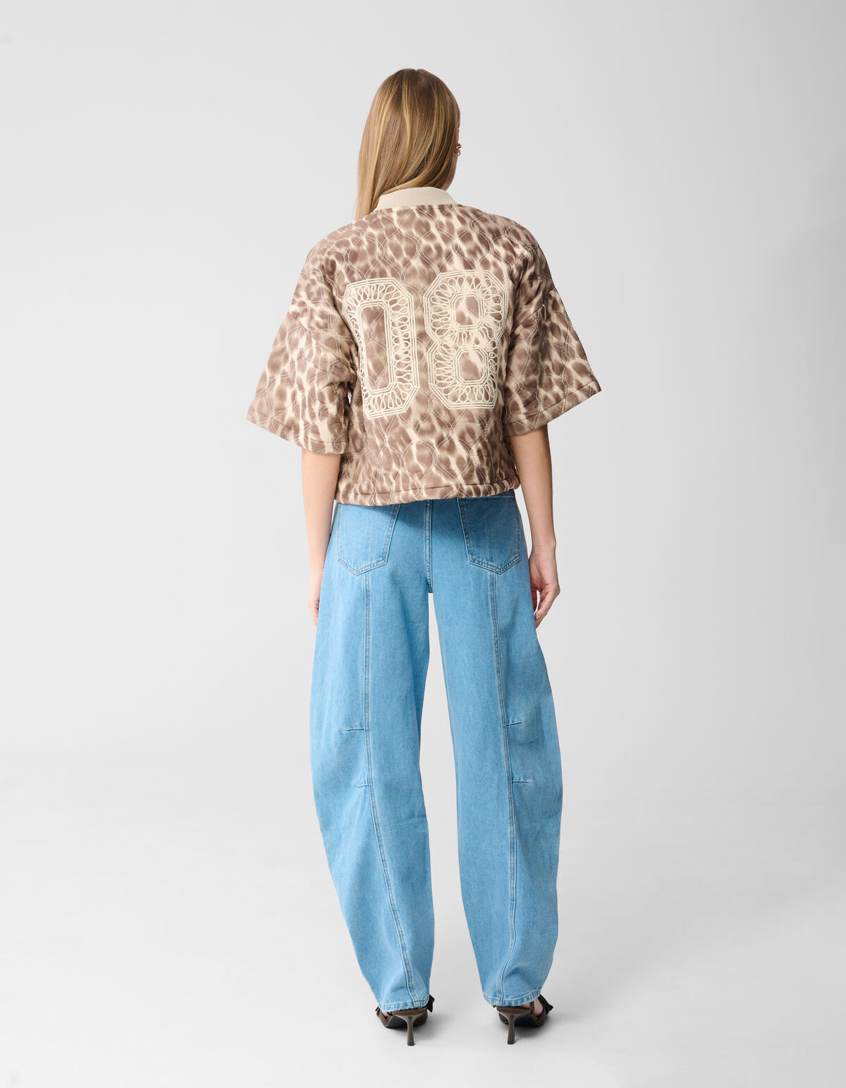 Short Sleeve Leopard Bomber Jack Lichtbruin SHOEBY WOMEN