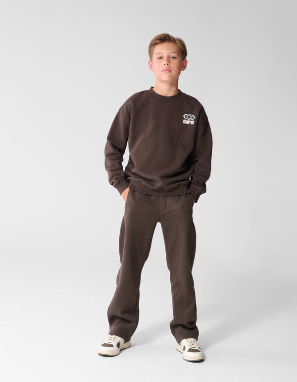 Oversized College Artwork Sweater Donkerbruin SHOEBY BOYS