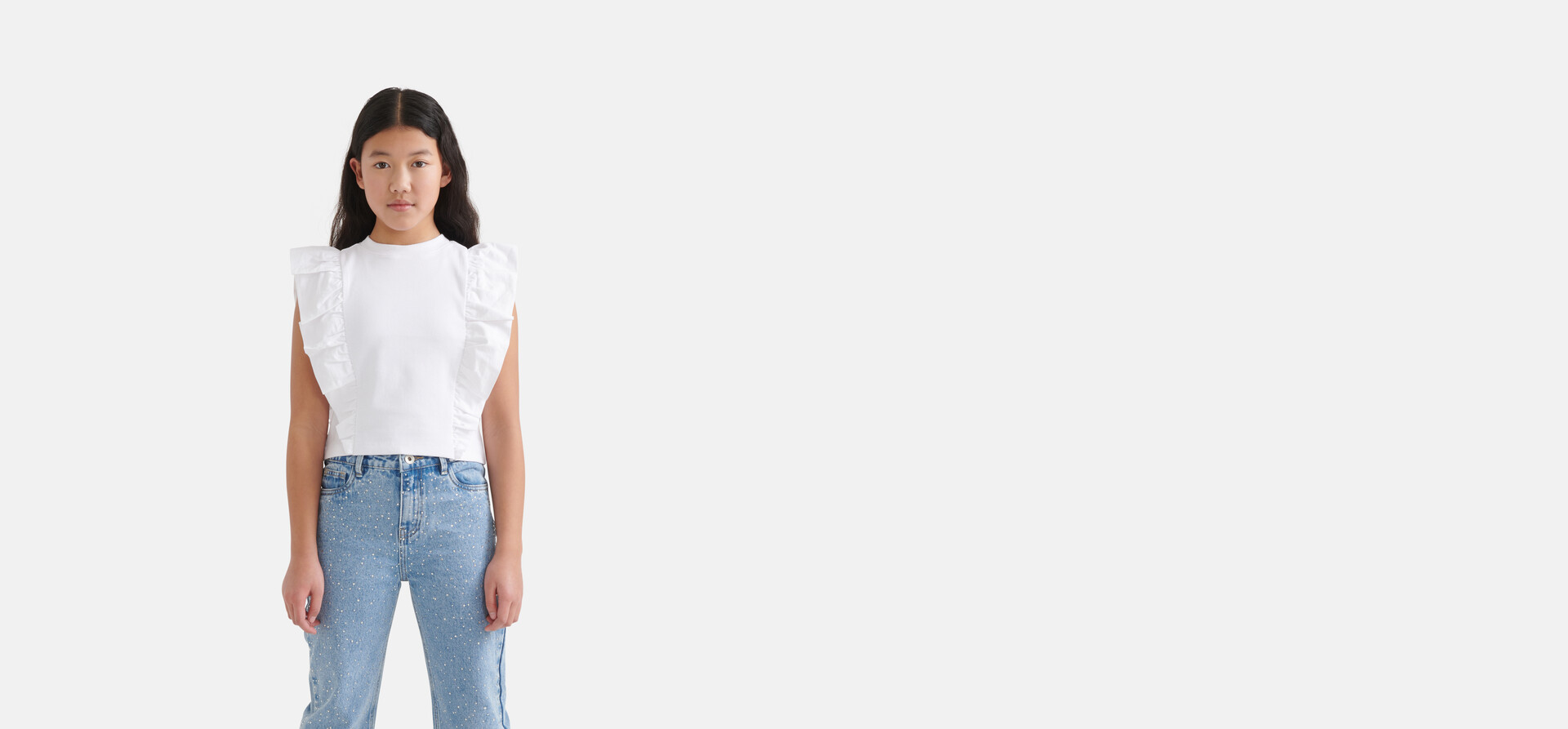 Ruffle T-shirt Wit SHOEBY GIRLS