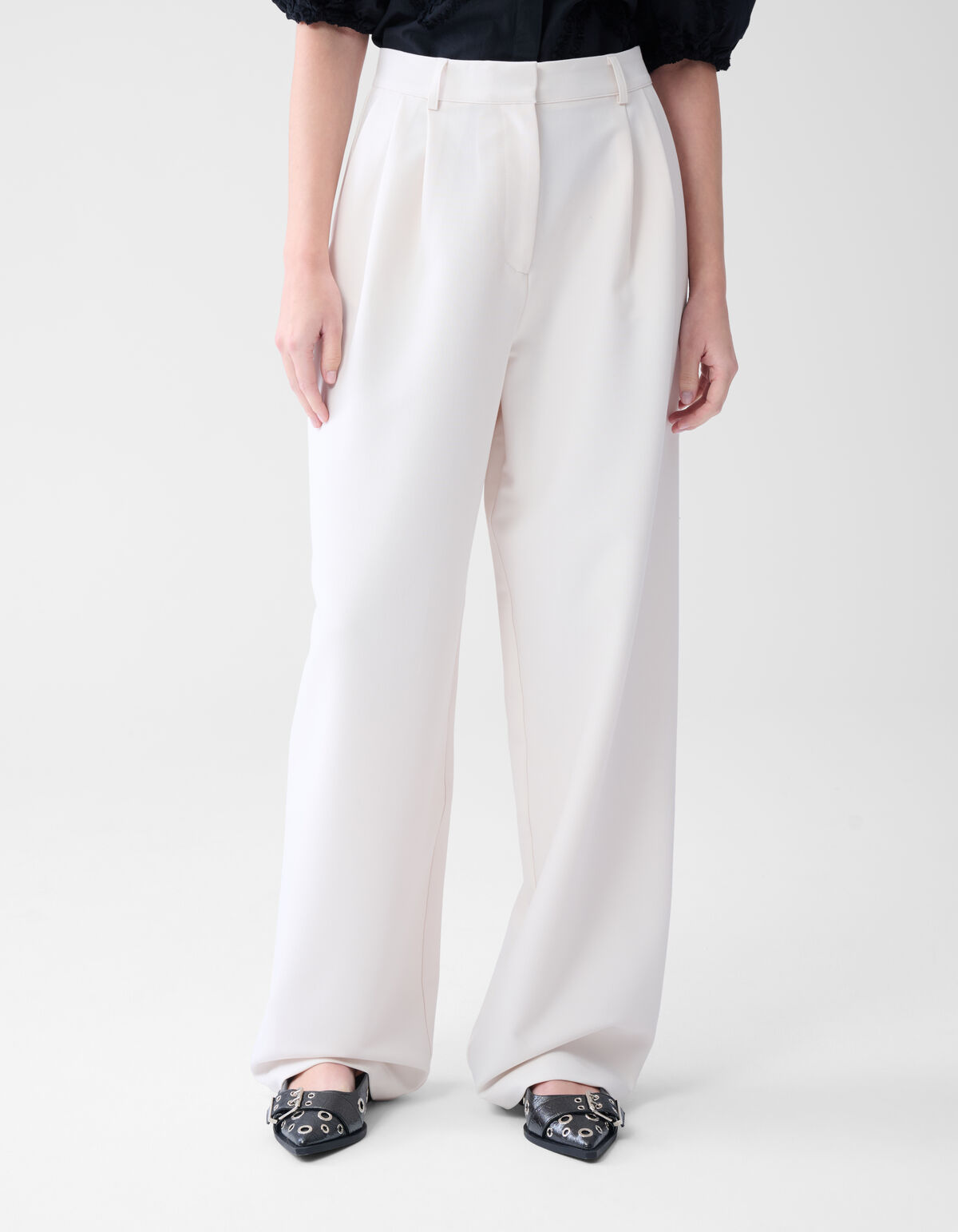 Wide Leg Broek Wit SHOEBY WOMEN